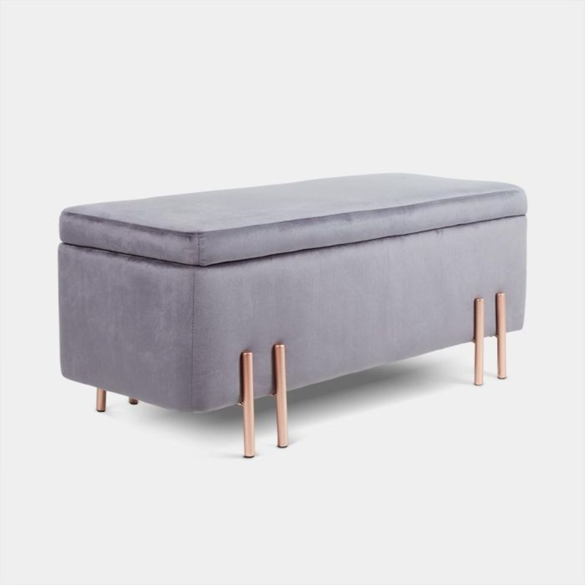 Grey Velvet Storage Ottoman Bench. The Beautify Grey Velvet Storage Bench provides secret storage