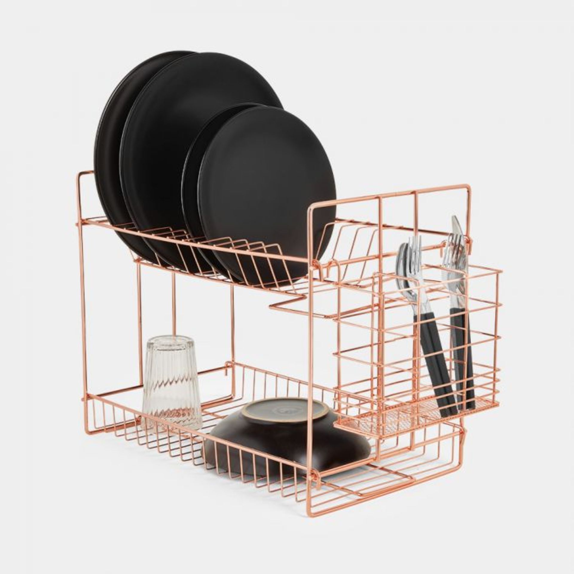 Rose Gold Dish Drainer. Maximise dish draining space with this stylish and practical Rose Gold