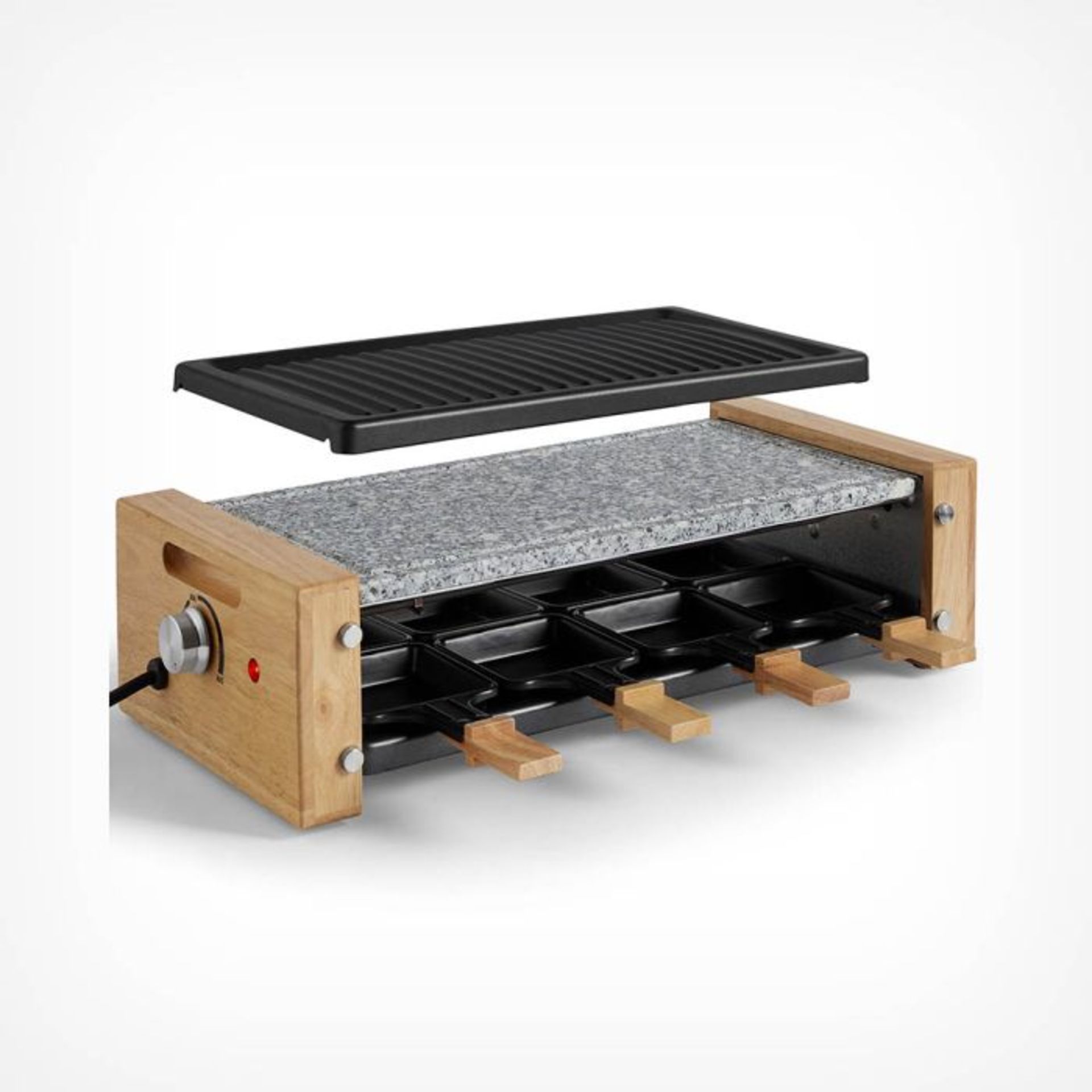 1200W 8 Person Raclette Grill & Stone. Simply gather your selection of ingredients, then sit back