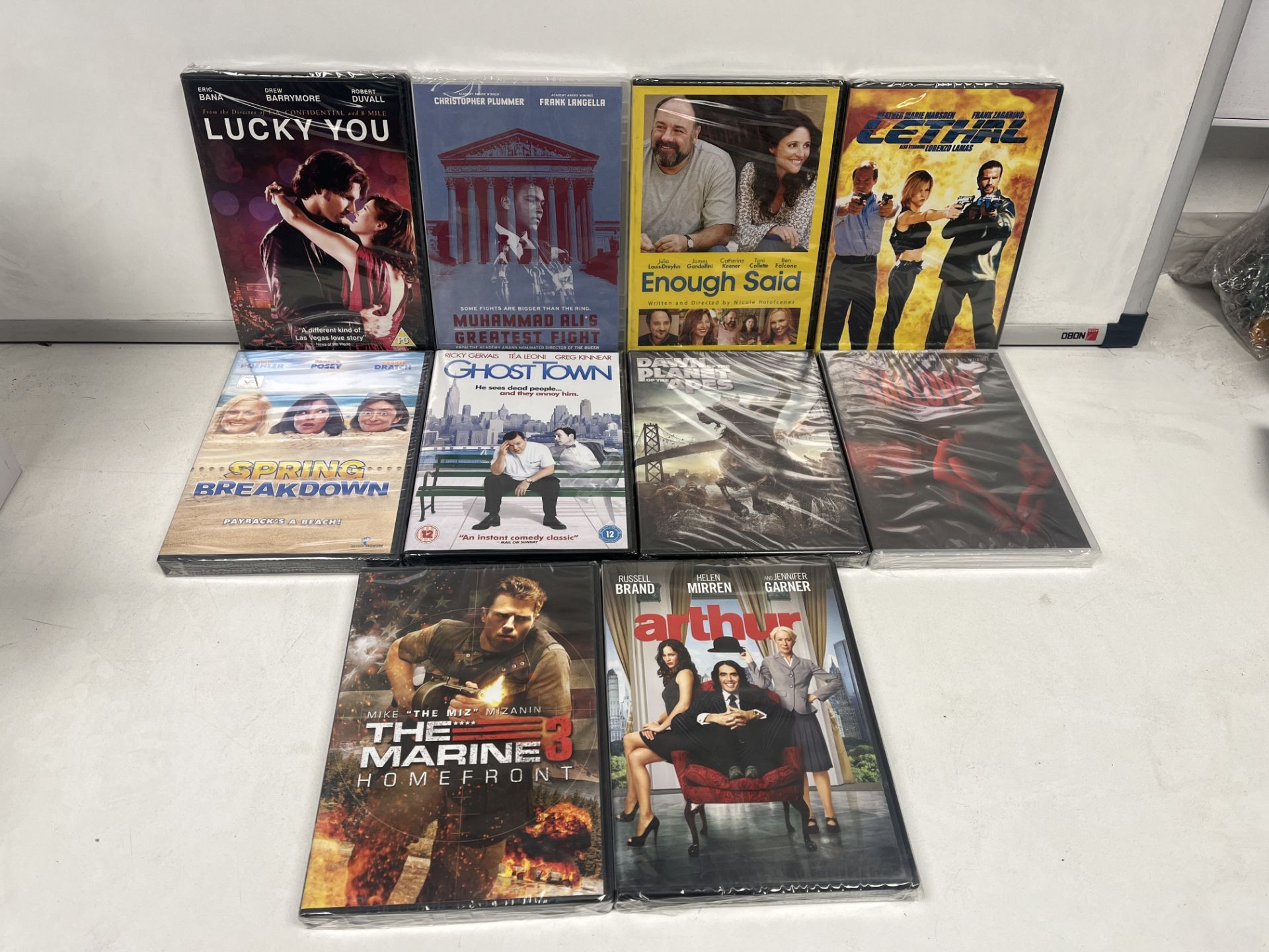 200 X NEW SEALED ASSORTED DVDS. LOT RRP CIRCA £1,000. (ROW2)