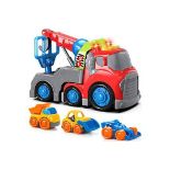6 X BRAND NEW TOY TOW TRUCK WITH CRANE , CONSTRUCTION SMALL BULLDOZER SOUND AND LIGHT RRP £35 EACH