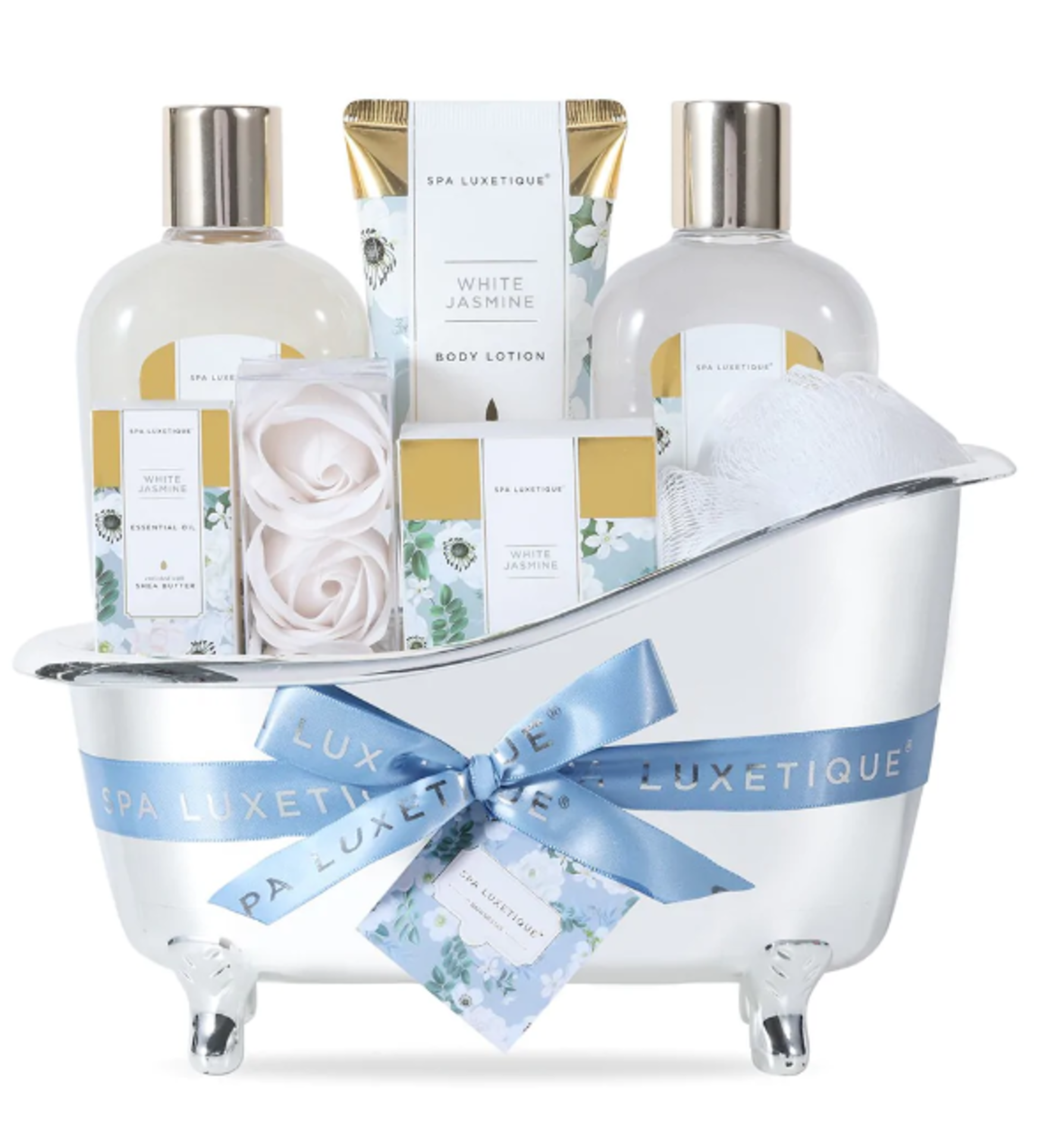 6 X NEW PACKAGED White Jasmine Spa Bathtub Set. (SPA-BP-11). Moisturizing Bath Spa Set: Our bath spa