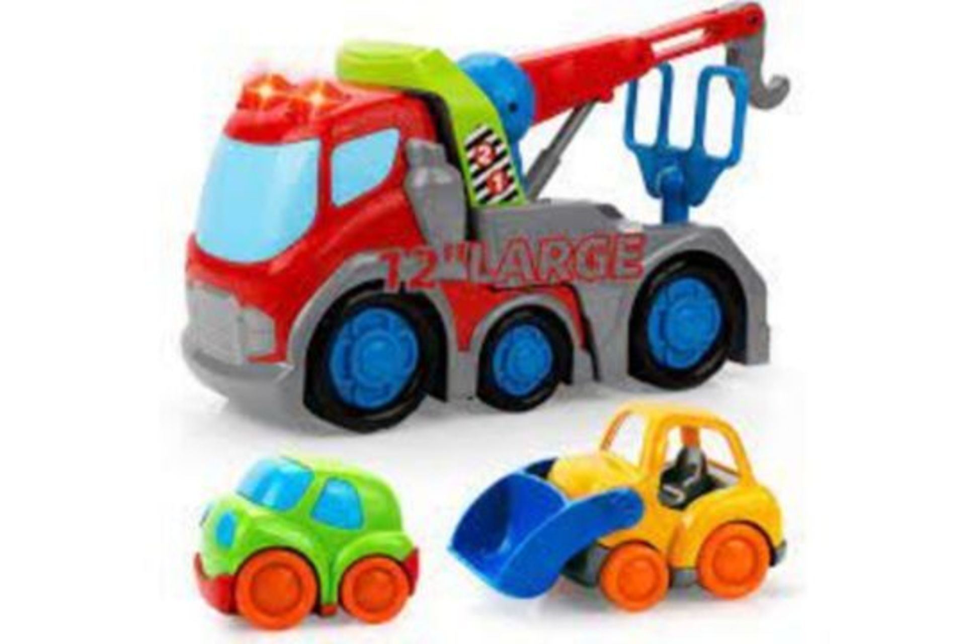 5 X BRAND NEW LARGE TOY TOW TRUCK WITH CRANE , CONSTRUCTION SMALL BULLDOZER SOUND AND LIGHT RRP £