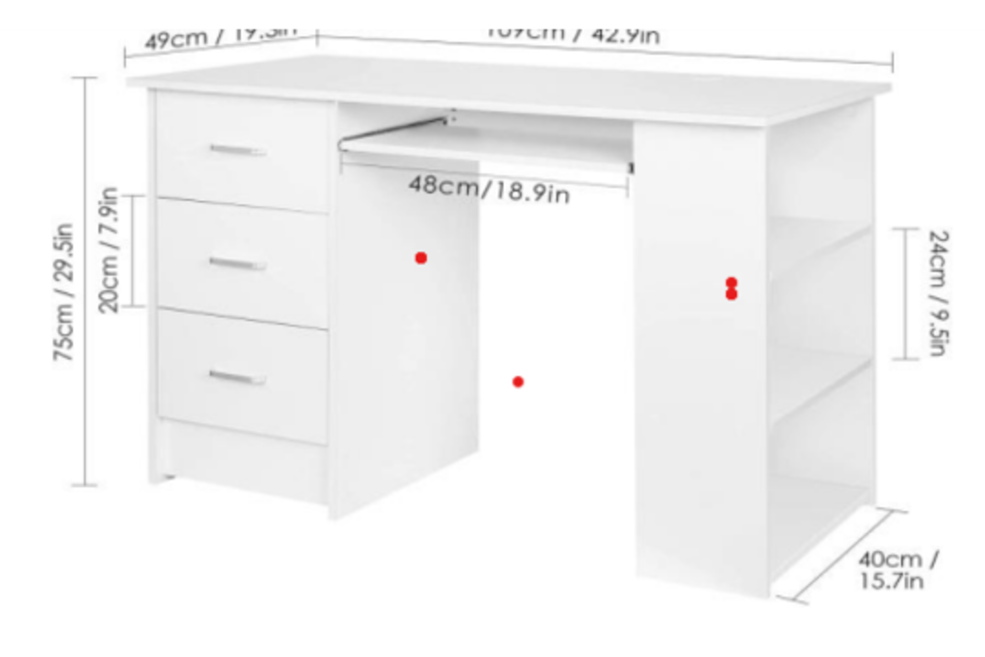 BRAND NEW 3 PUMP WHITE OFFICE DESK RRP £259 (6638)