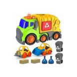 6 X BRAND NEW GARBAGE TRUCK WITH 2 TRASH CANS SOUND AND LIGHT RRP £35 EACH