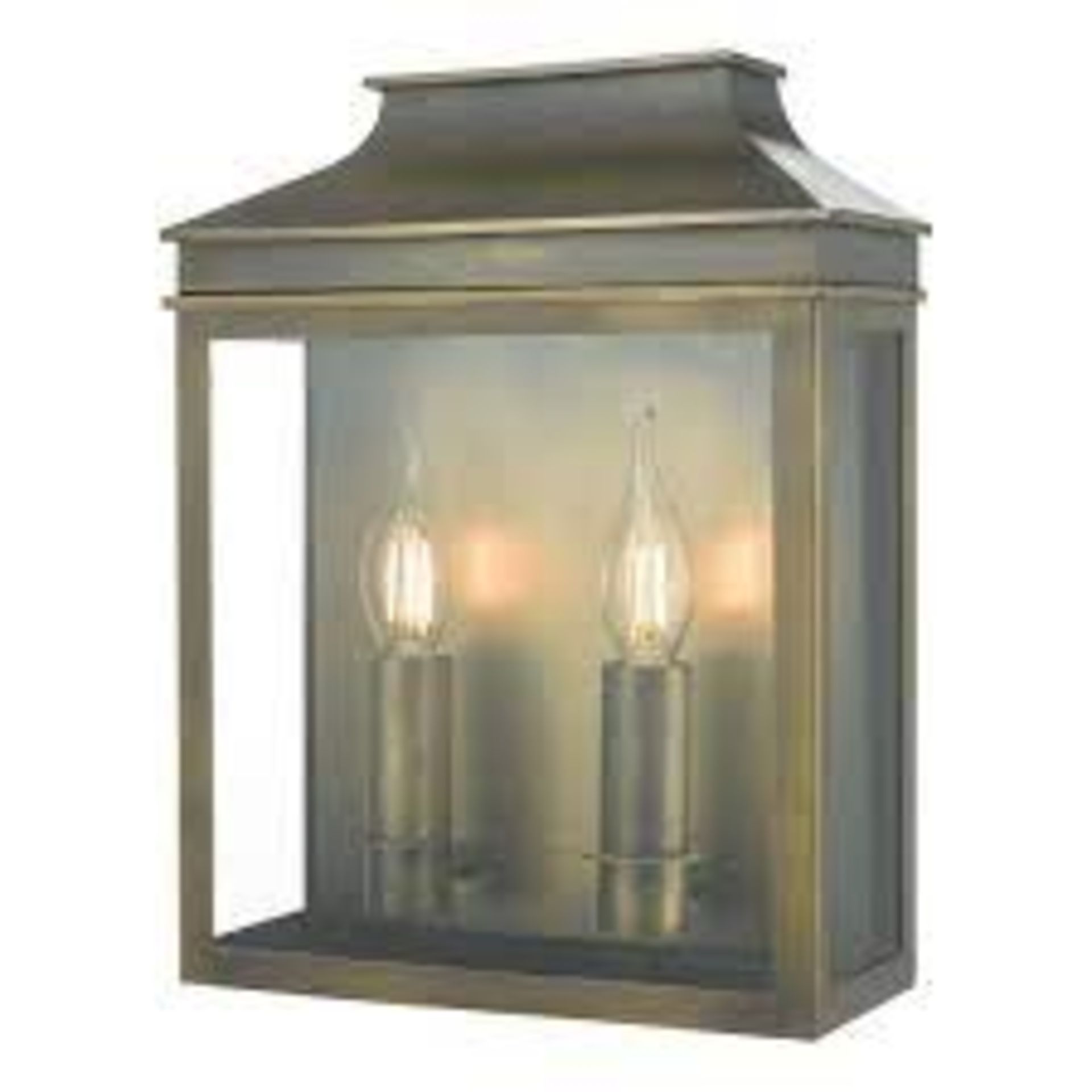 DAR LIGHTING VAPOUR TWO LIGHT OUTDOOR WALL LIGHT IN BRASS WITH CLEAR GLASS RRP £258 EBR