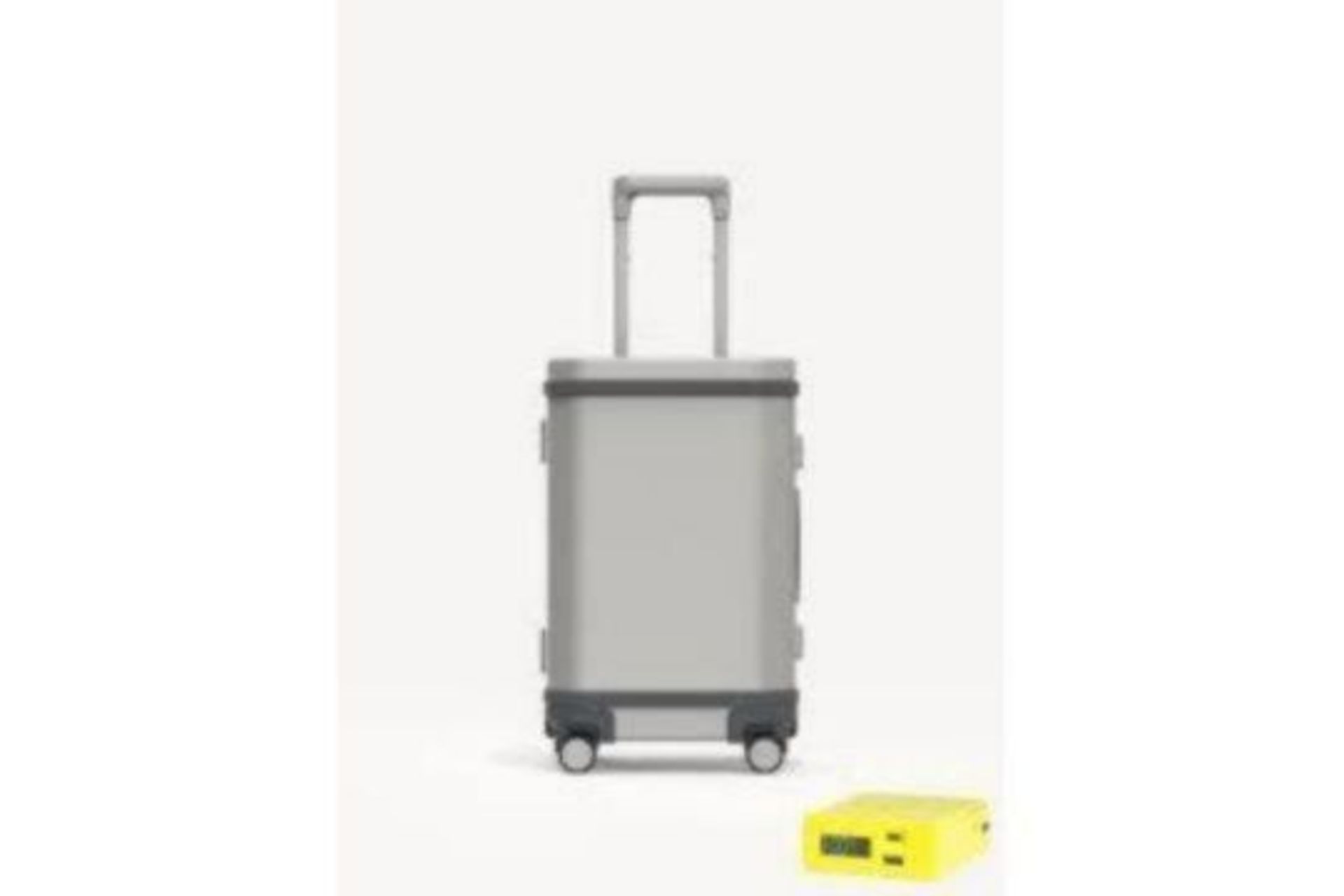 Brand new Samsara Natural Silver Aluminum Smart Carry-On Suitcase, 21'' inch aluminum carry-on