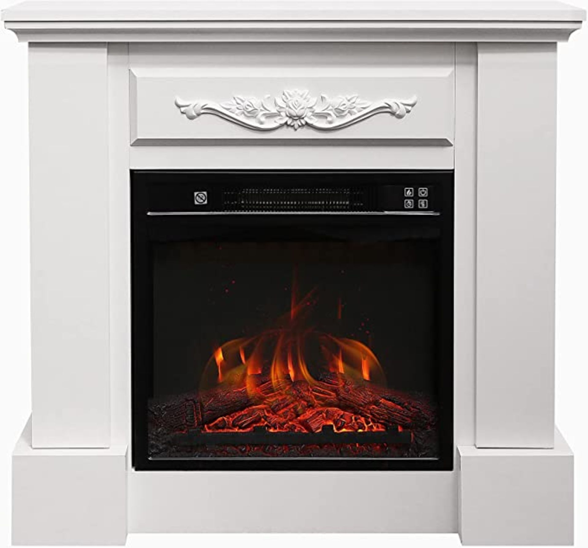 BRAND NEW ELECTRIC FIRE WITH LOG BURNER EFFECT, WITH FIRE SURROUND 17-27 DEGREES THERMOSTAT,