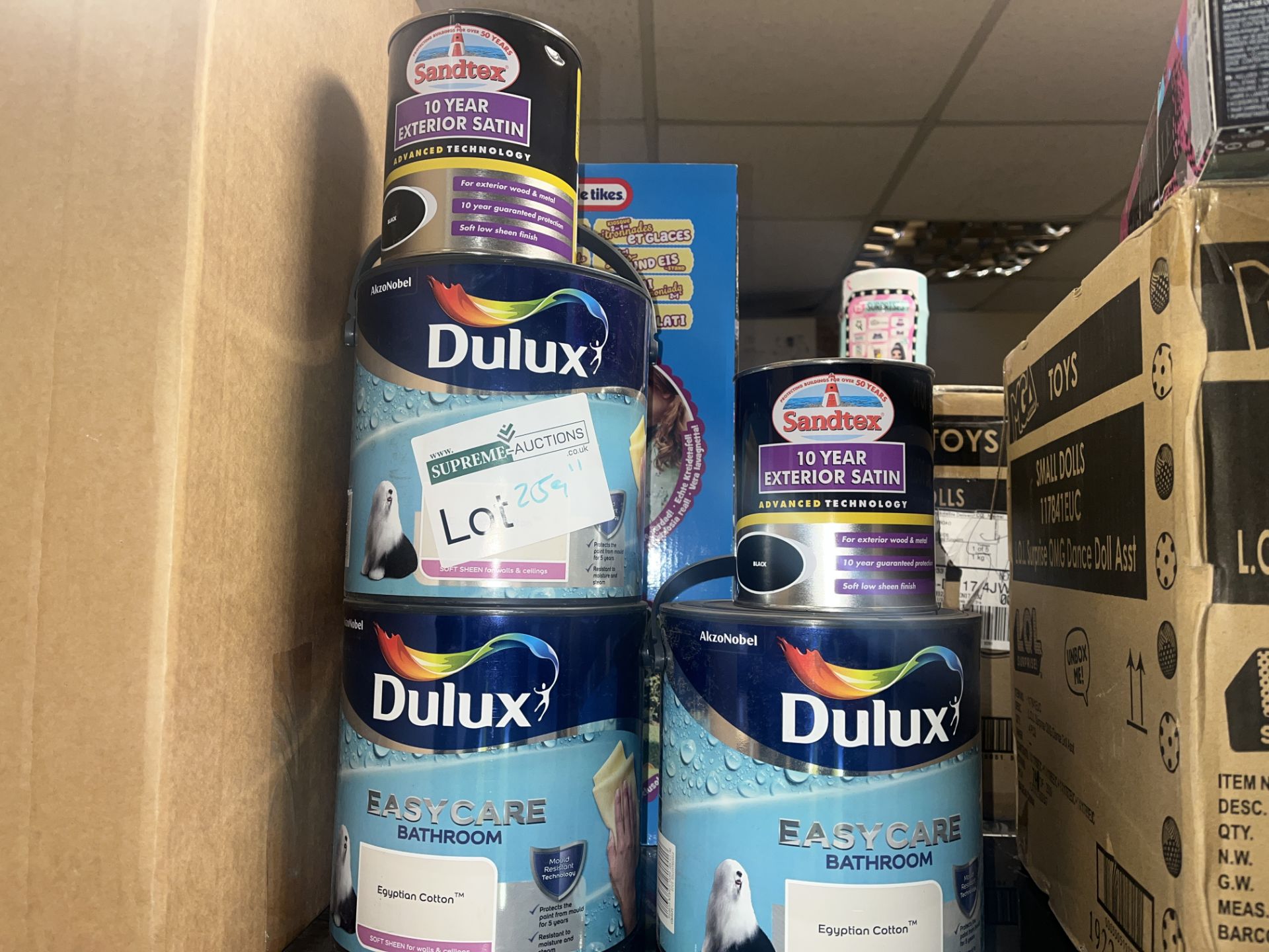 5 PIECE MIXED PAINTLOT INCLUDING SANDTEX AND DULUX EBR