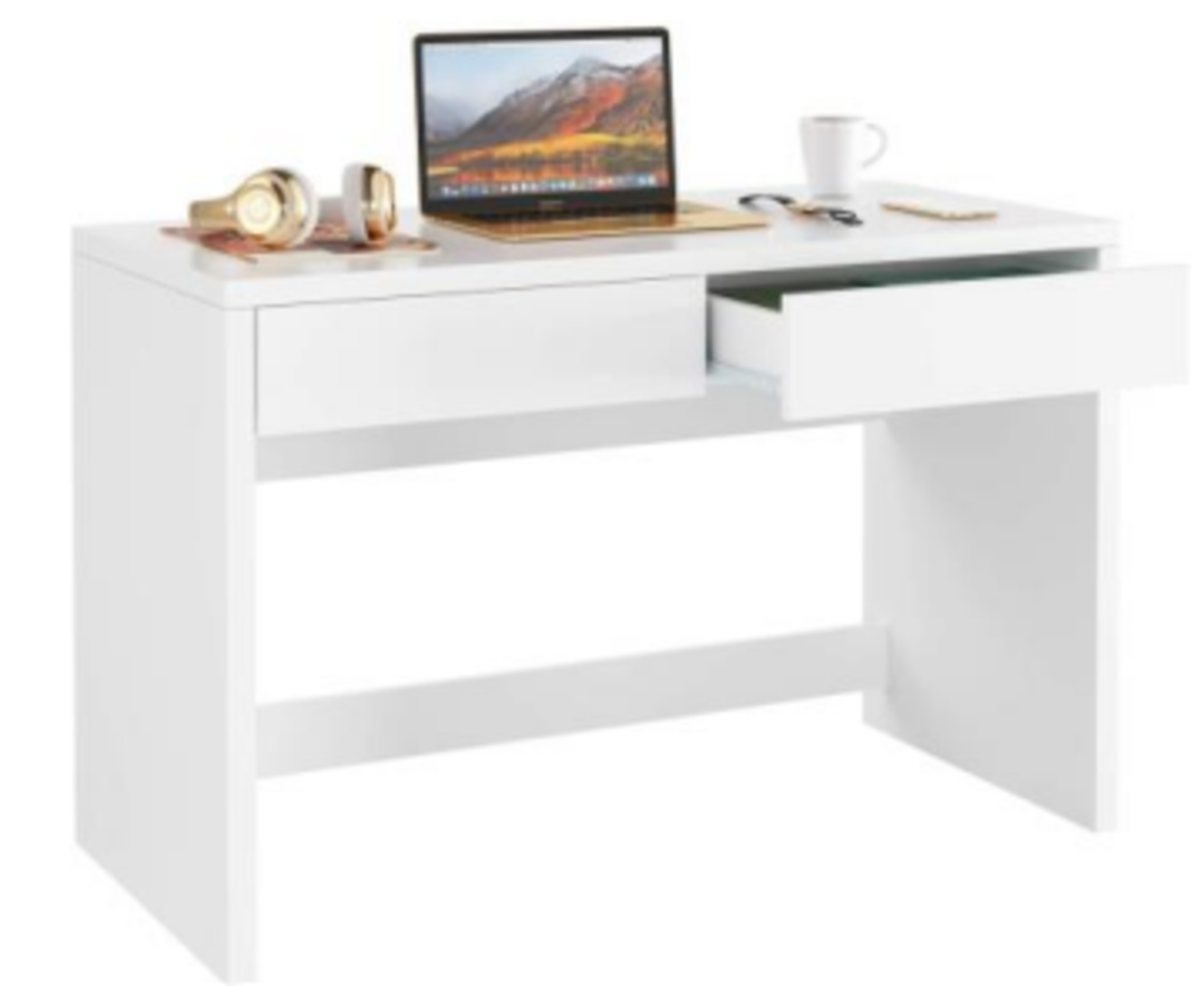 BRAND NEW WHITE 2 DRAWER COMPUTER DESK RRP £249 (678-1/2)