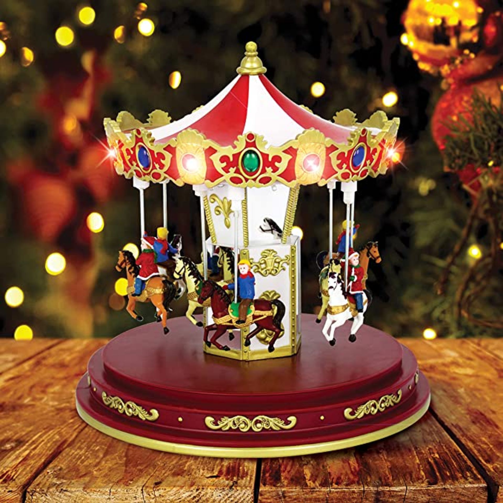 The Christmas Workshop 82790 Revolving Musical Carousel / Light Up Christmas Decoration / 14 x