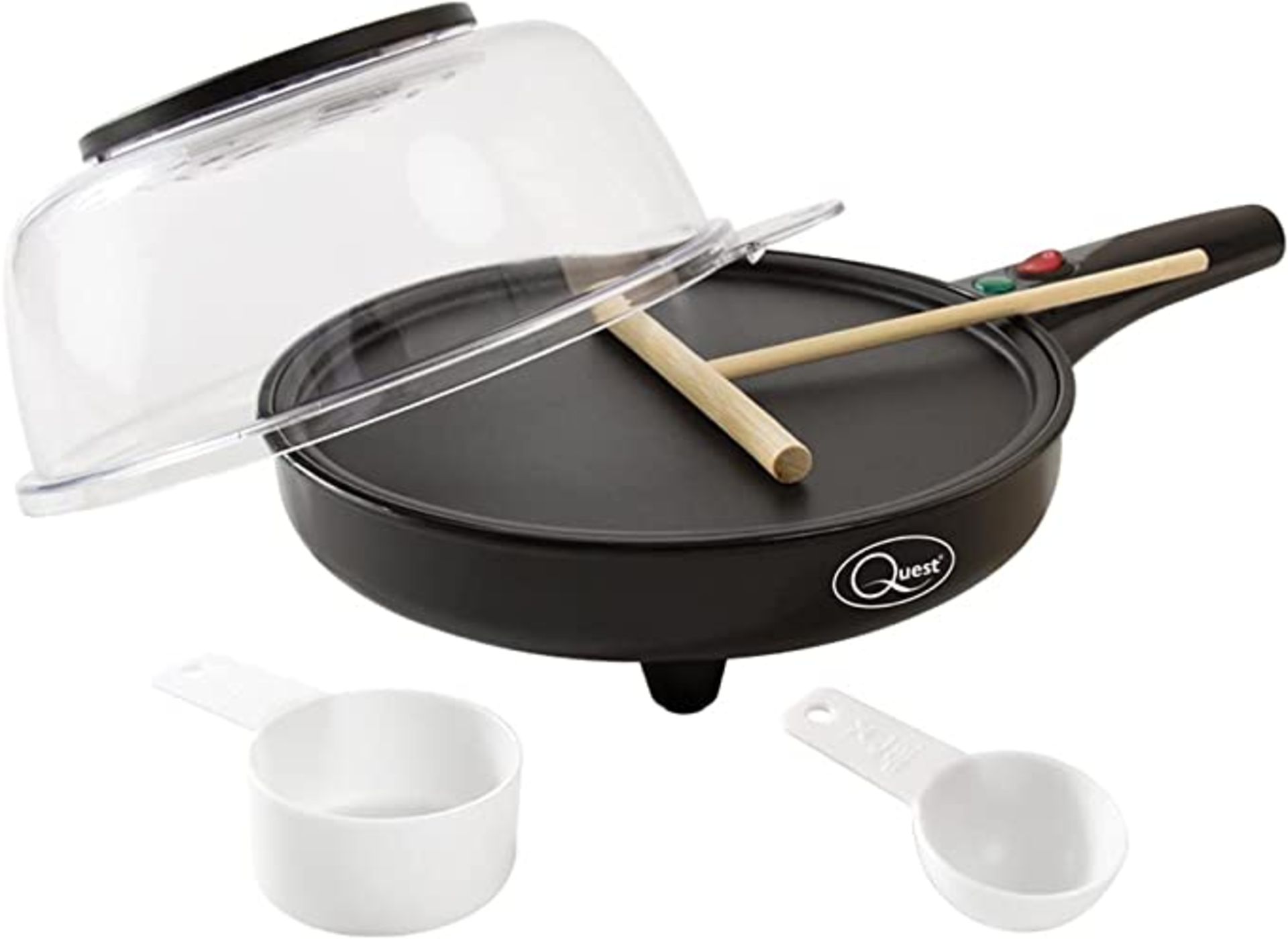 Quest 2-in-1 Popcorn & French Crêpe Pancake Maker, Non-Stick 8 Inch Electric Pan with Batter