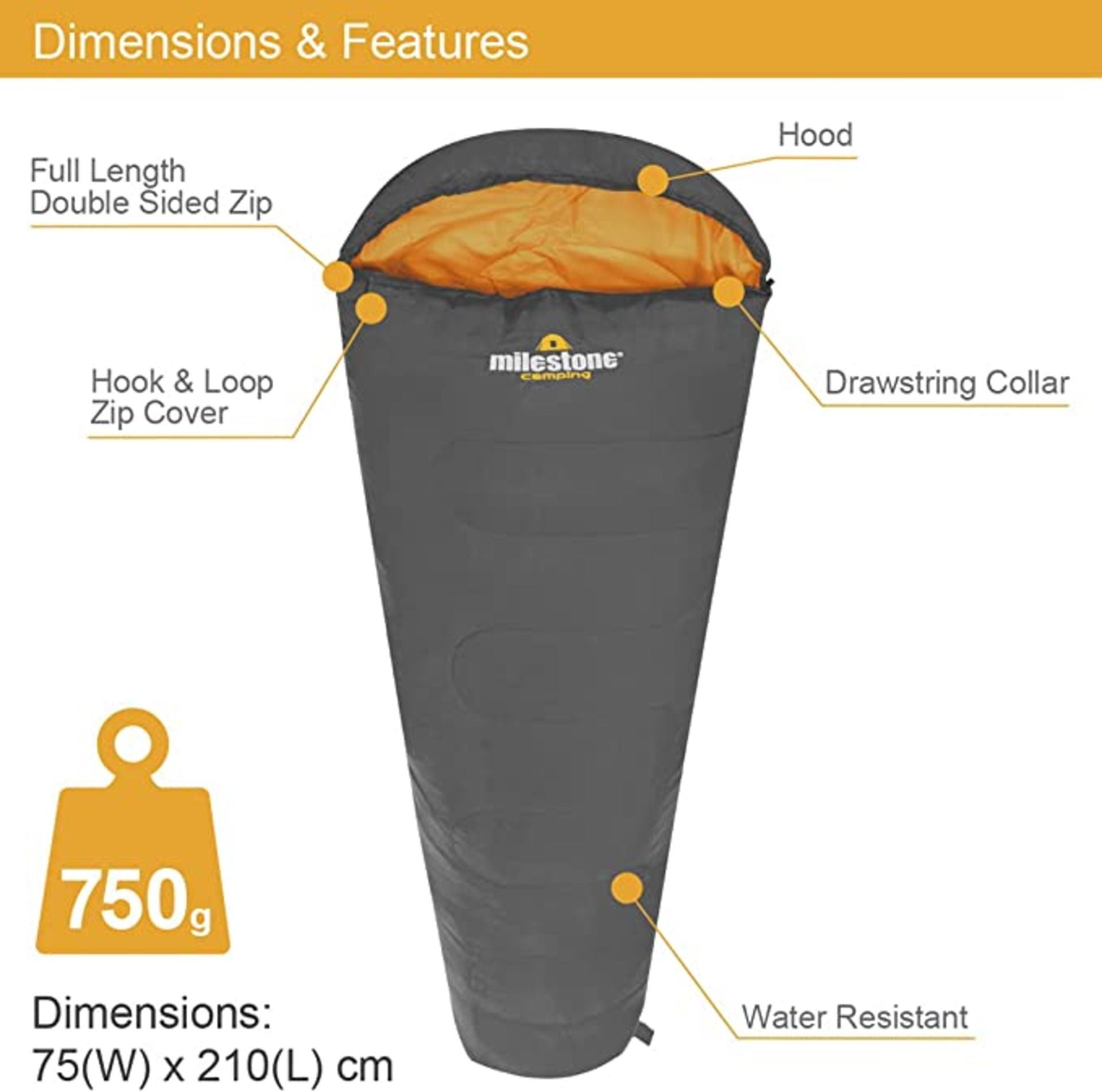 2 X Milestone Camping Mummy Sleeping Bag - ROW9