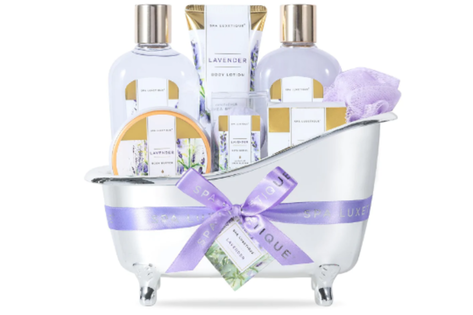 6 x NEW PACKAGED Lavender Spa Bathtub Gift Sets. (SKU: SP-18-02). Natural Bath Spa Set: Our spa gift