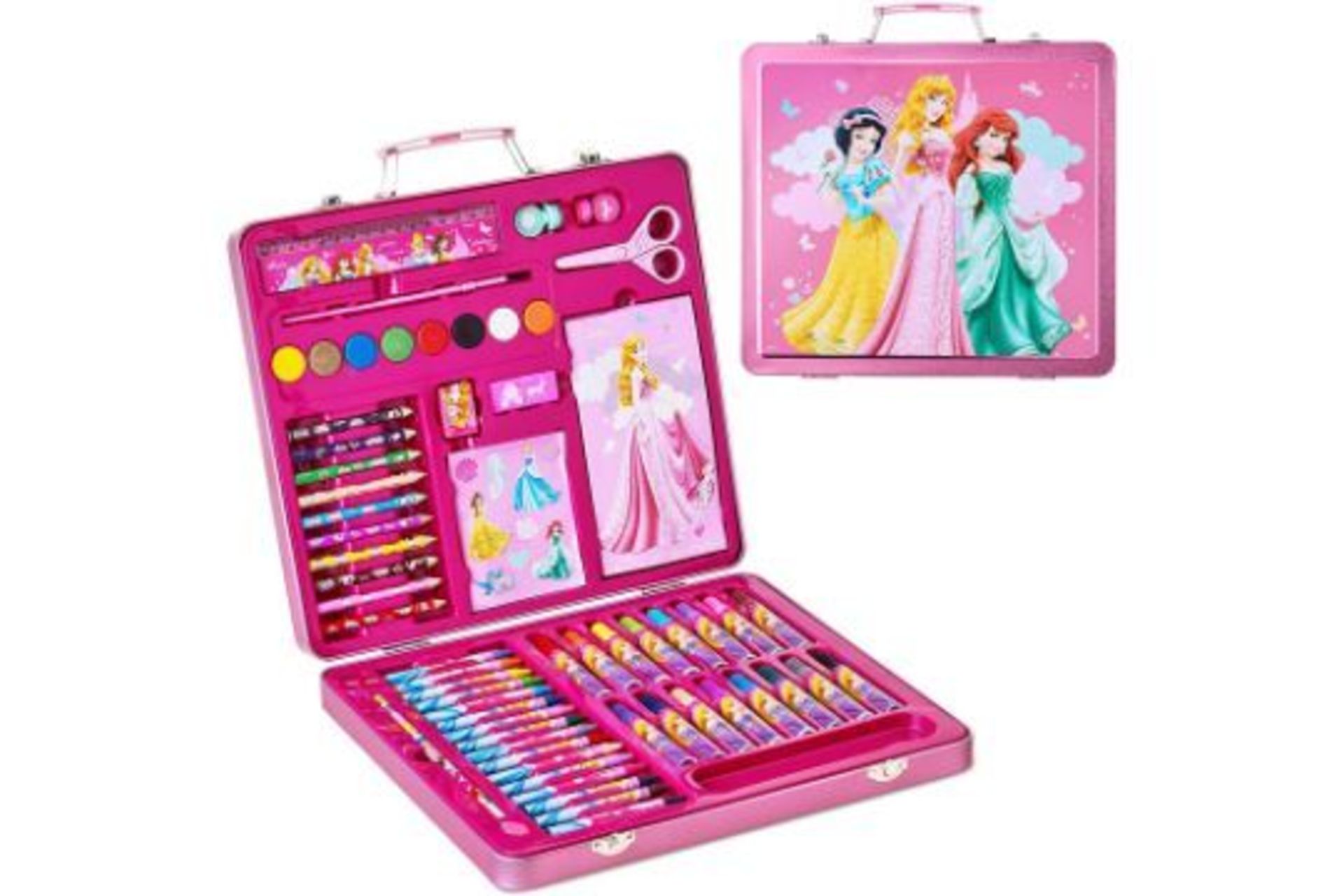 PALLET TO CONTAIN 120 X NEW Disney Princess Tin Art Case. (ROW 4) Excellent for budding artists,