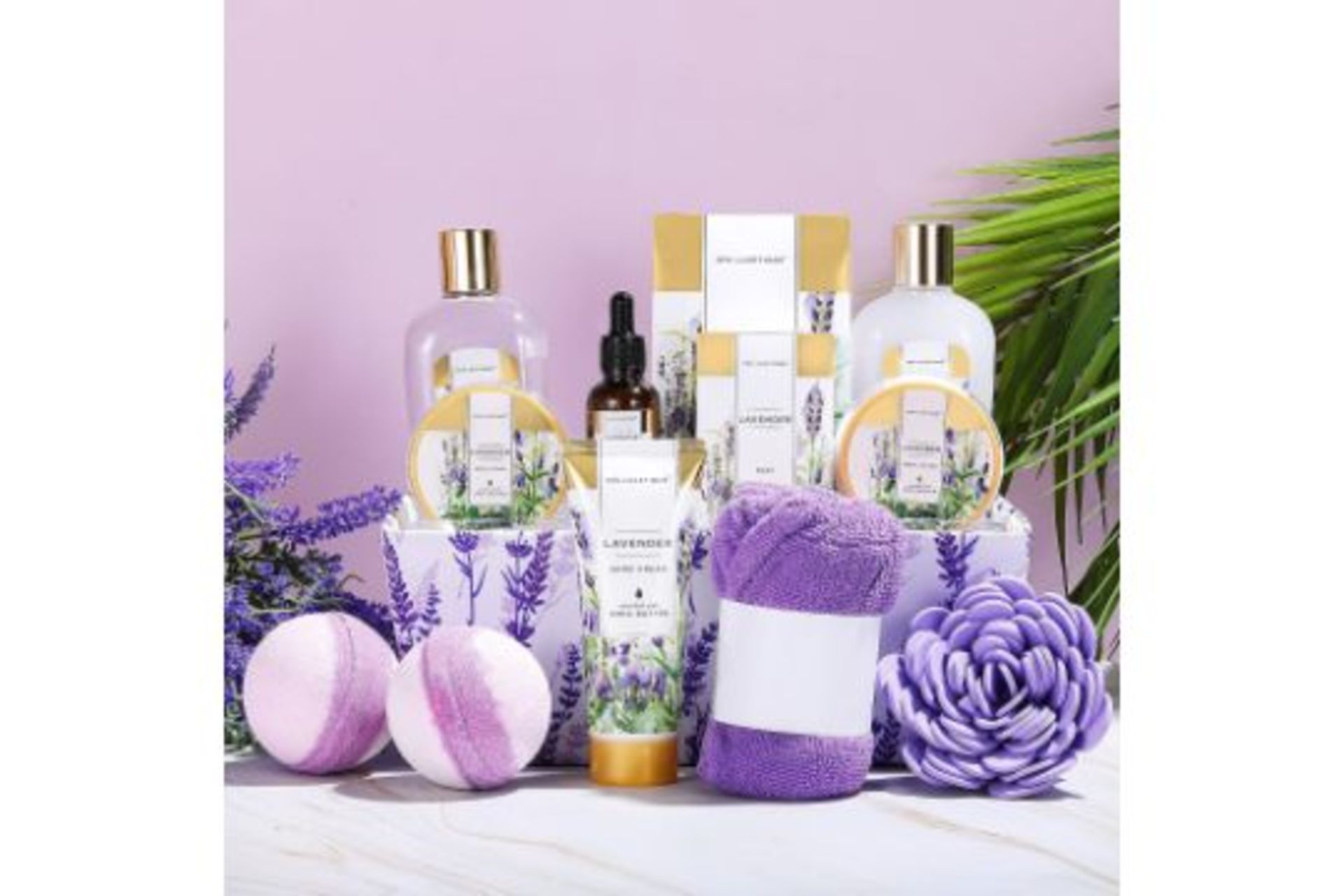 PALLET TO CONTAIN 24 X NEW PACKAGED 12 Piece Lavender Bath & Shower Gift Basket. (SKU:SPA-3-LAV). - Image 2 of 2