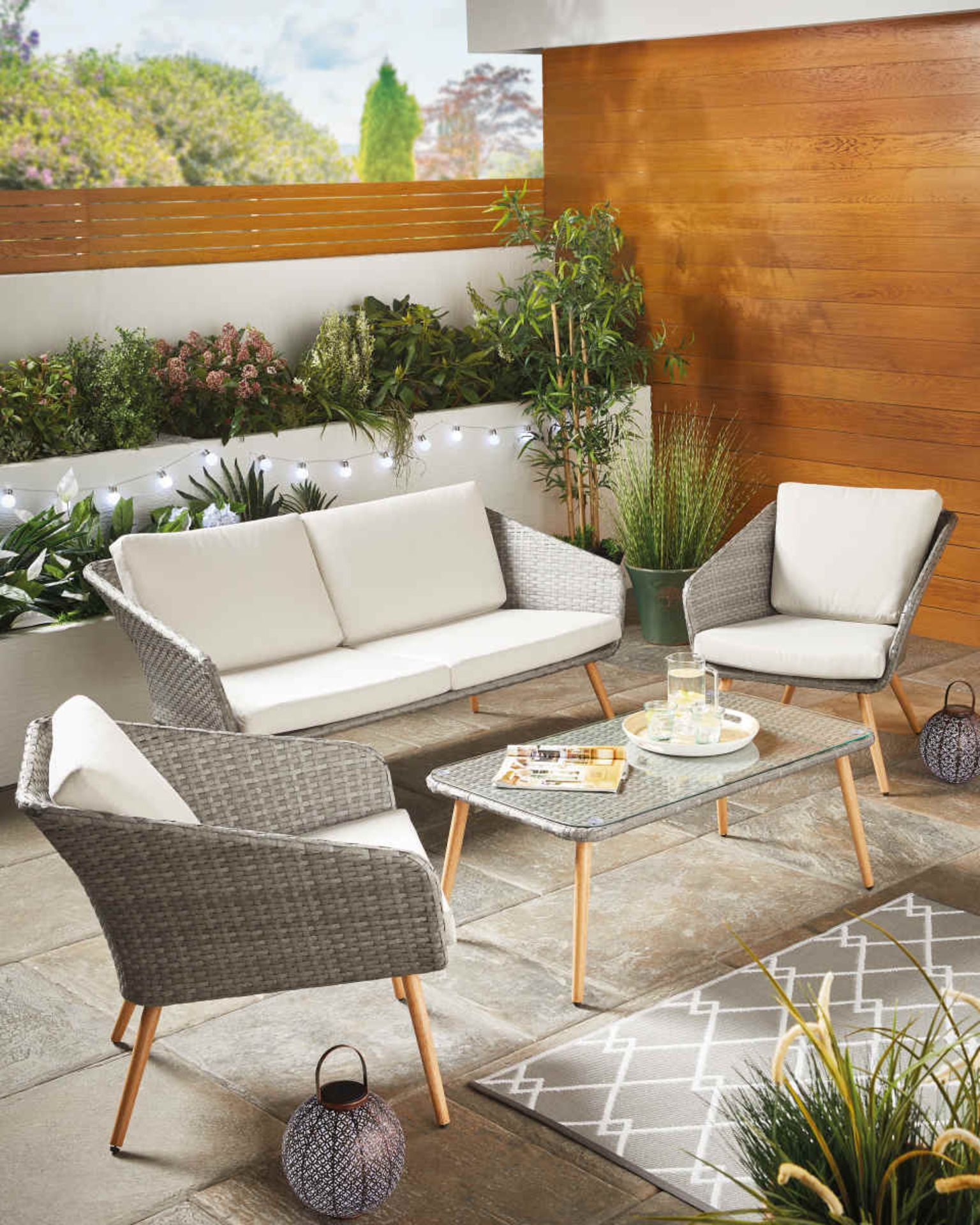 4 Piece Rope Wicker Sofa Set. (ROW14TOP) Comfortable and relaxing weather resistant cushions Can - Image 4 of 4