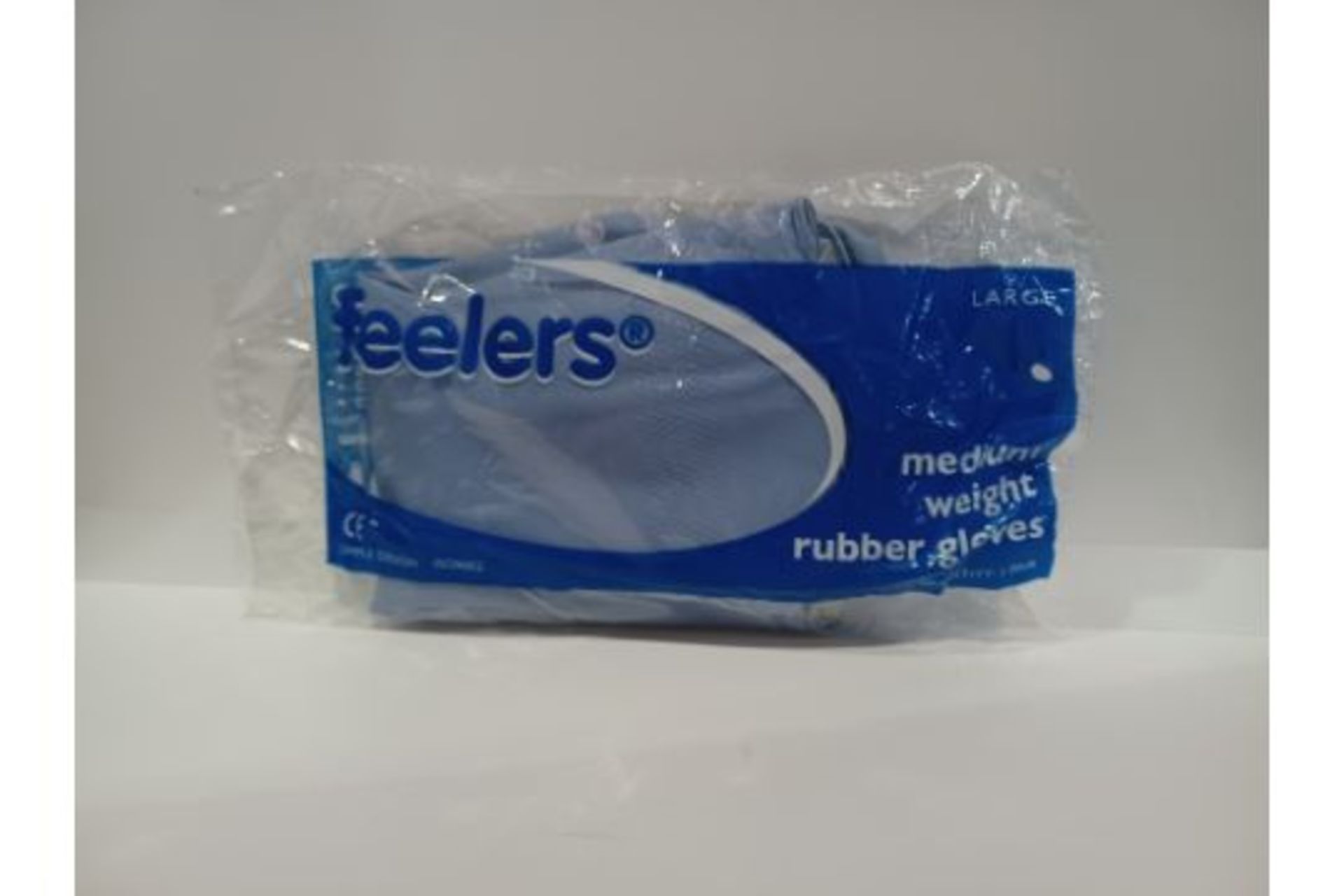 120 X NEW PACKAGED PAIRS OF FEELERS MEDIUM WEIGHT RUBBER GLOVES. SIZE MEDIUM. (ROW6RACK)