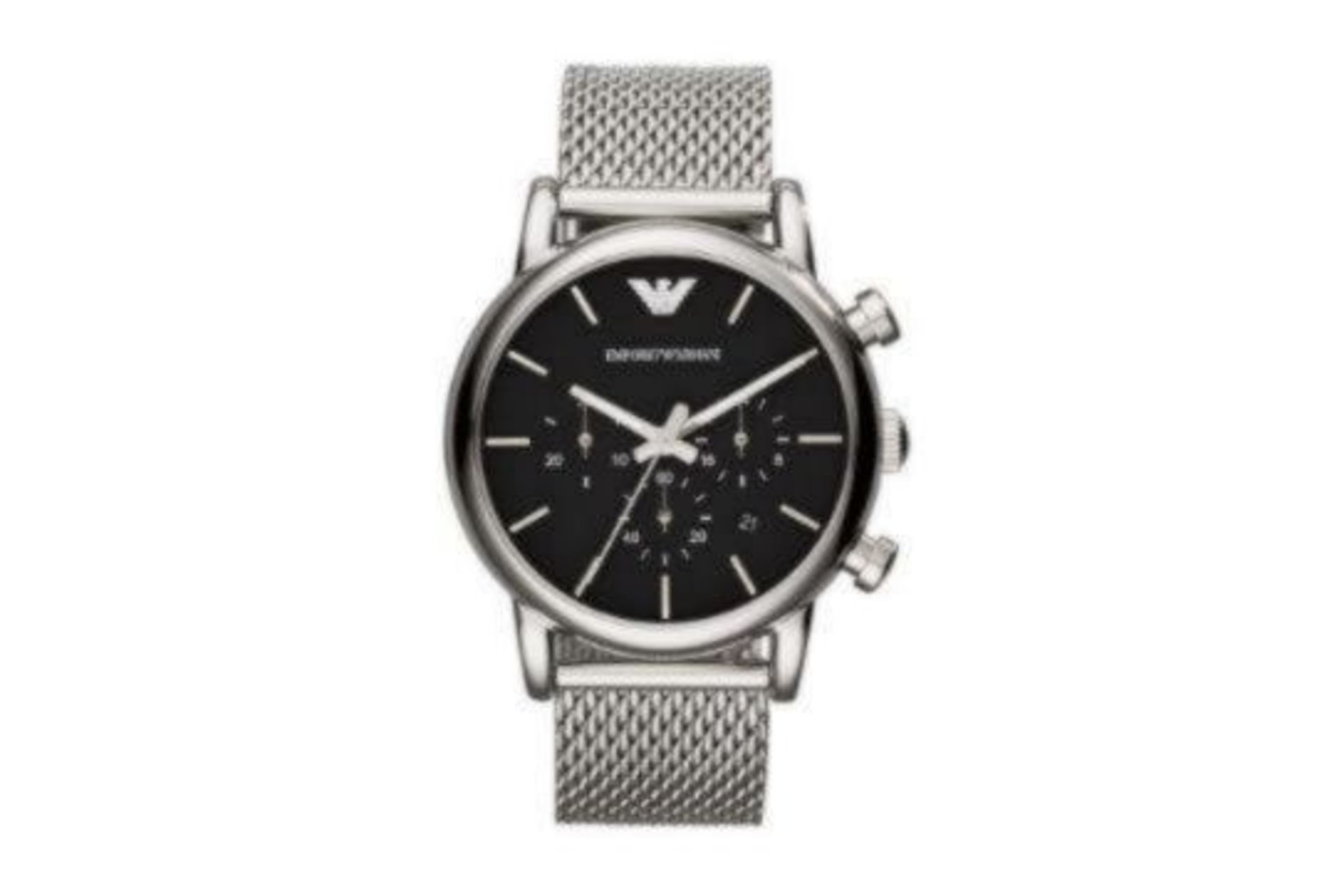 BRAND NEW RETAIL BOXED EMPORIO ARMANI STEEL CHRONOGRAPH WITH MESH BRACELET RRP £329