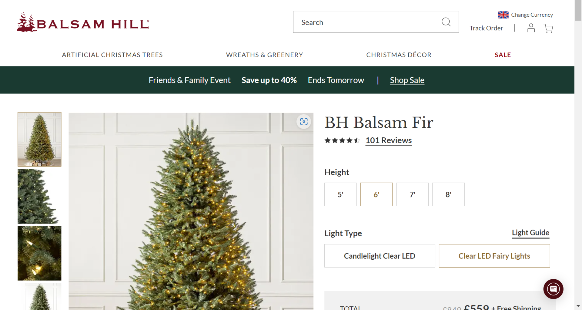 BH (The worlds leading Christmas Tree Brand) BH Balsam Fir easy plug with LED Clear Fairy Lights. - Image 2 of 2
