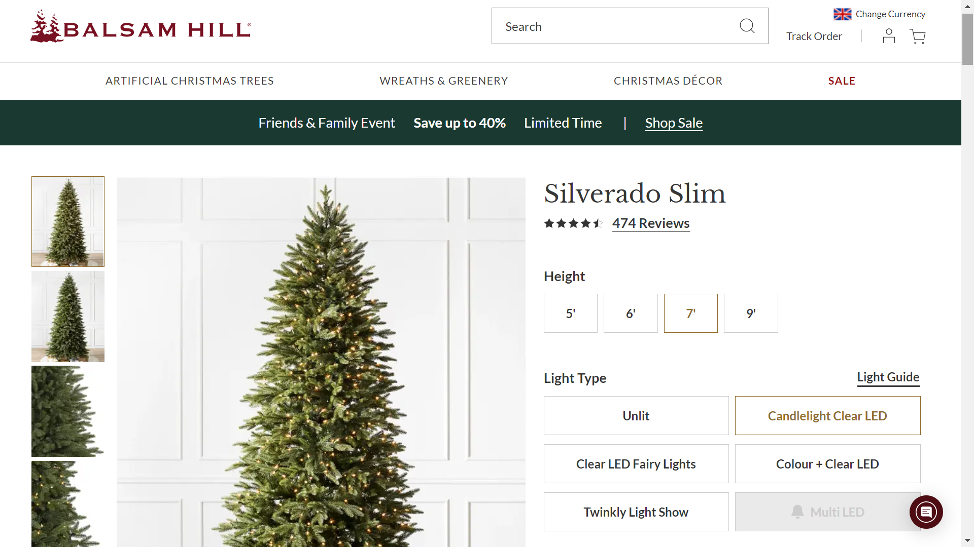 BH (The worlds leading Christmas Tree Brand) Silverado Slim 7' Tree with LED Clear Lights RRP £599. - Image 2 of 2