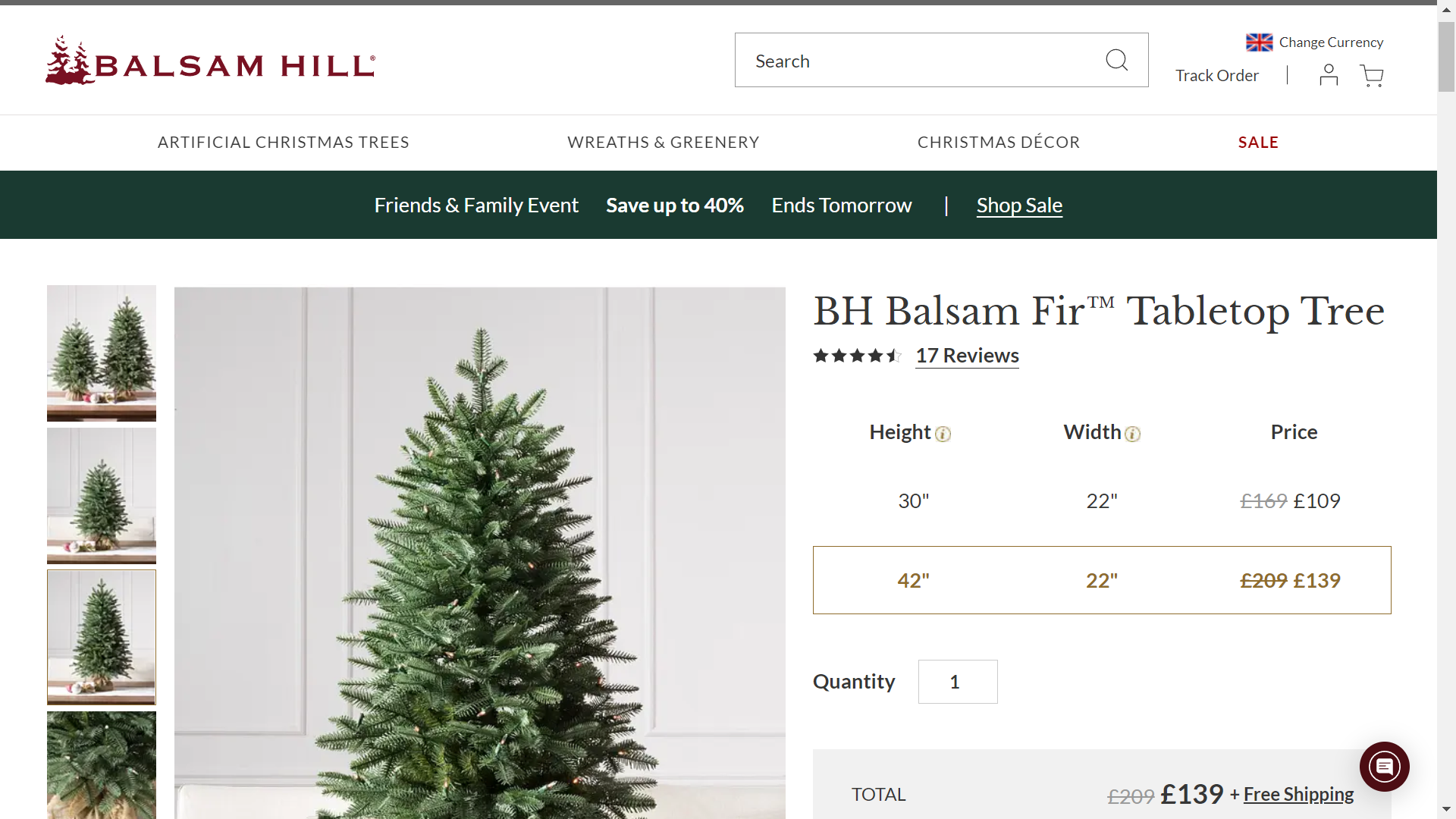 BH (The worlds leading Christmas Tree Brand) BH Balsam Fir™ Tabletop Tree 42". RRP £209.00. Add a - Image 2 of 2