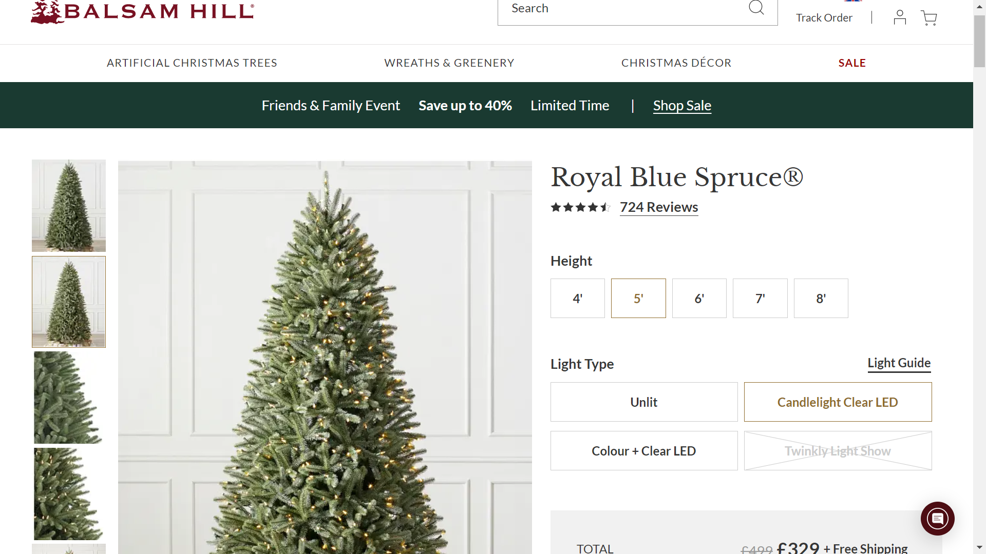 BH (The worlds leading Christmas Tree Brand) Royal Blue Spruce® 5' with LED Clear Lights RRP £499. - Image 2 of 2