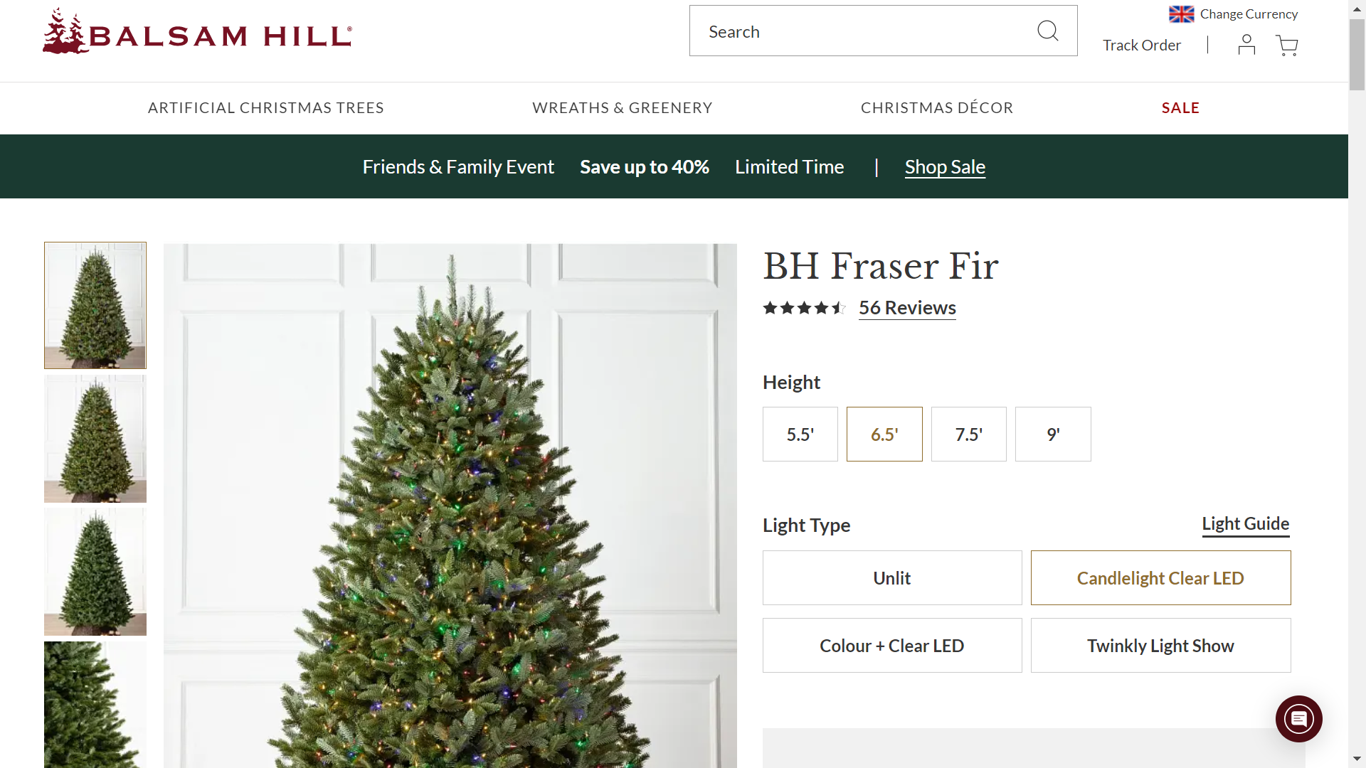 BH (The worlds leading Christmas Tree Brand) Fraser Fir 6.5' Tree with LED Clear Lights RRP £799.00. - Image 2 of 2