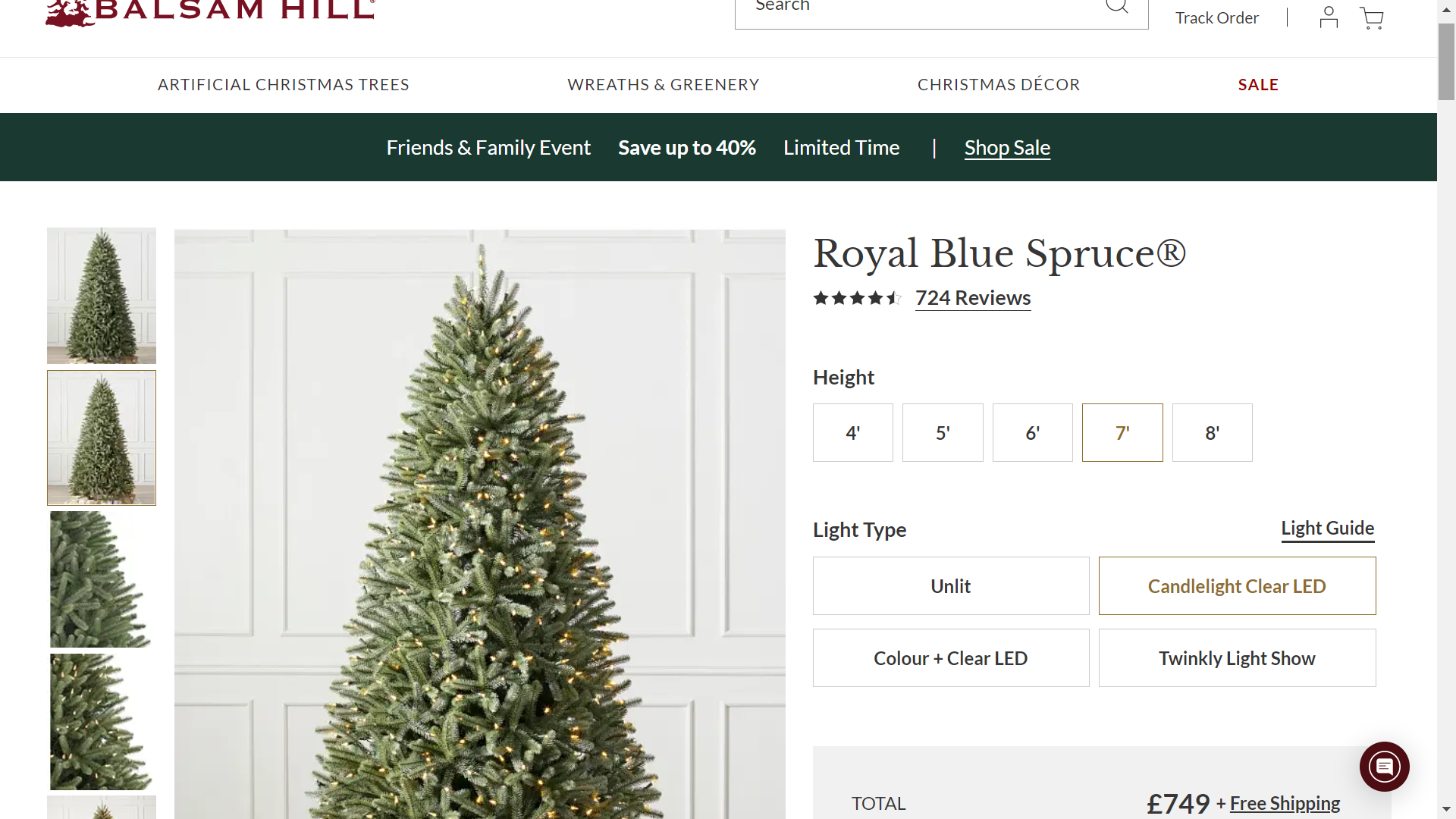 BH (The worlds leading Christmas Tree Brand) Royal Blue Spruce® 7' with LED Clear Lights RRP £749. - Image 2 of 2