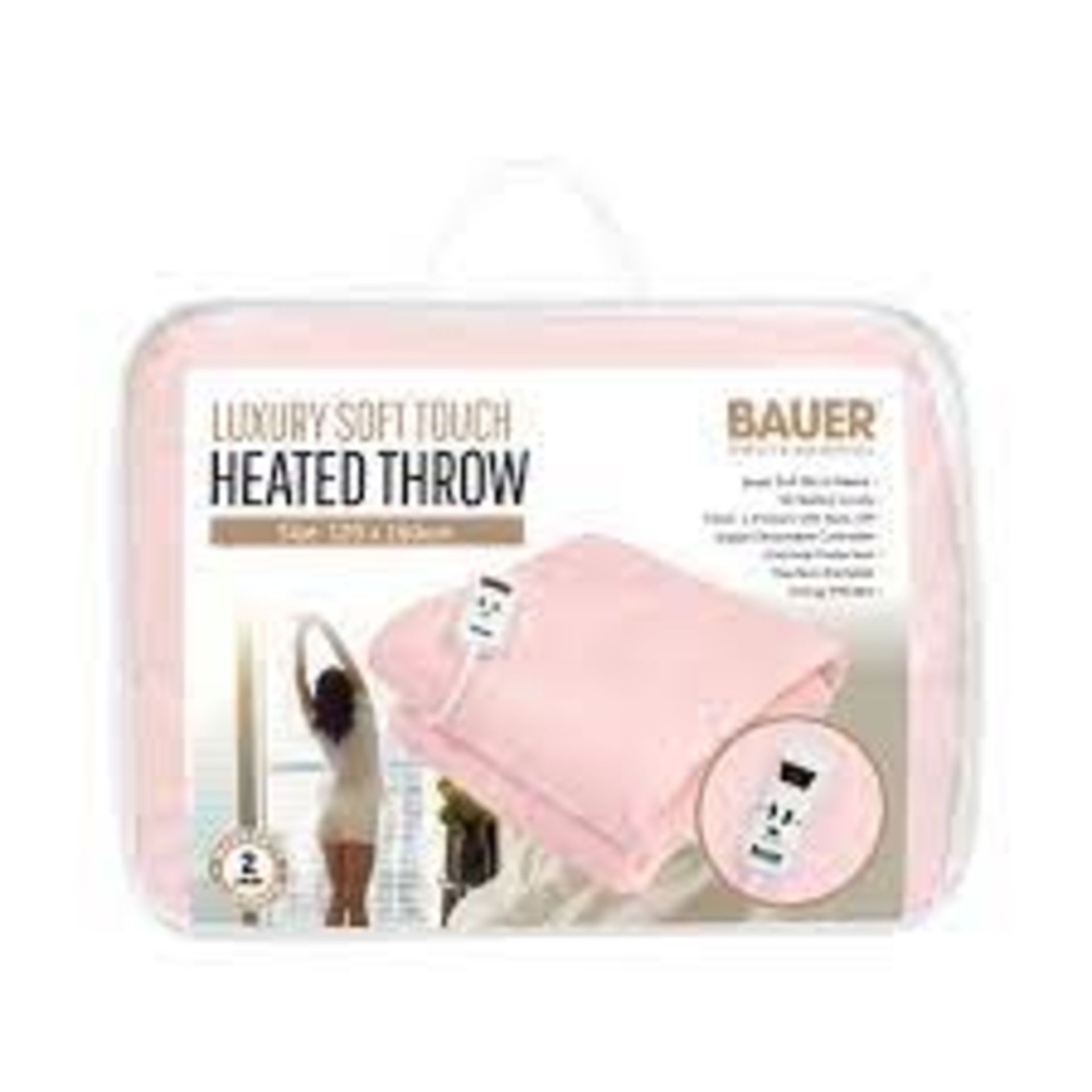Bauer Professional Luxury Soft Touch Heated Throw Pink - PCK