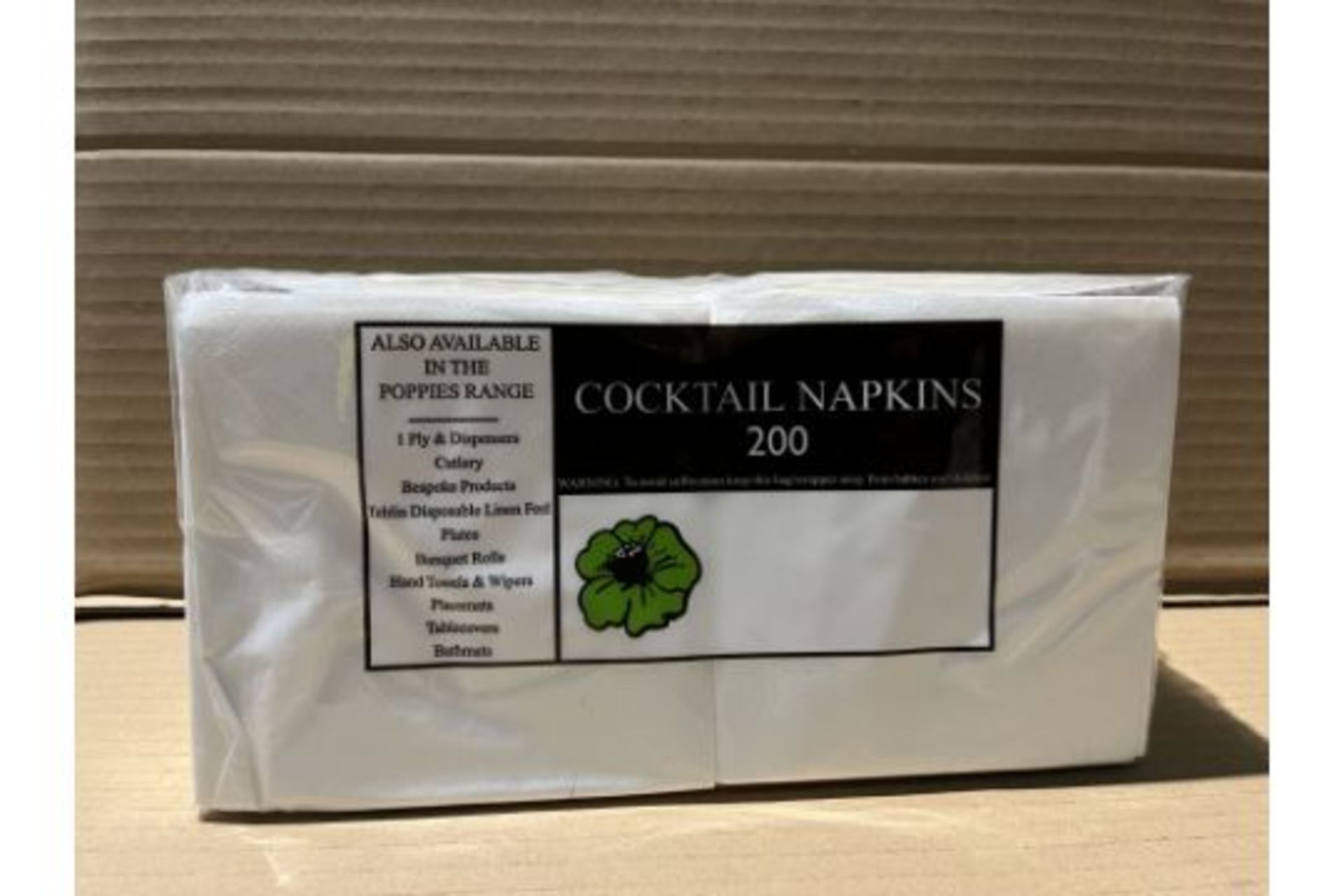 8000 X BRAND NEW POPPIES 2PLY COCKTAIL NAPKINS WHITE R15-5