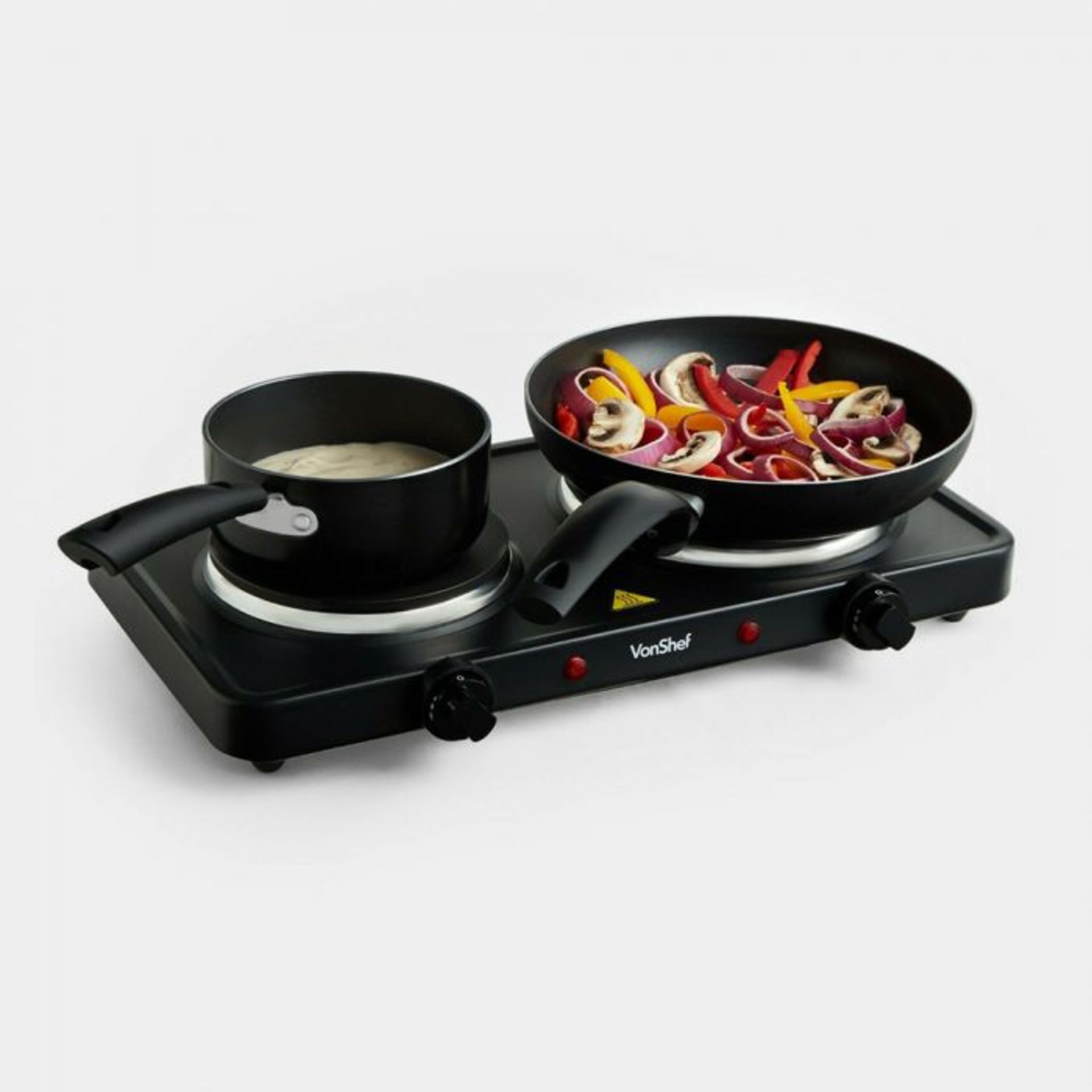 Double Hot Plate. With 5 thermostatically controlled heat settings, from 280-480?, you’re in