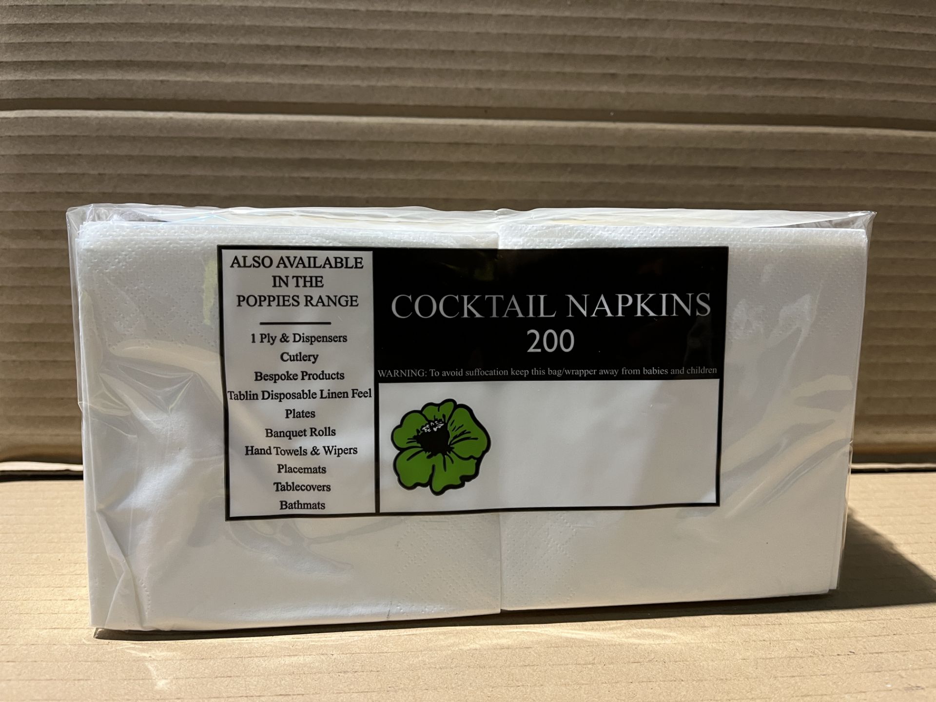 8000 X BRAND NEW POPPIES 2PLY COCKTAIL NAPKINS WHITE R15-5