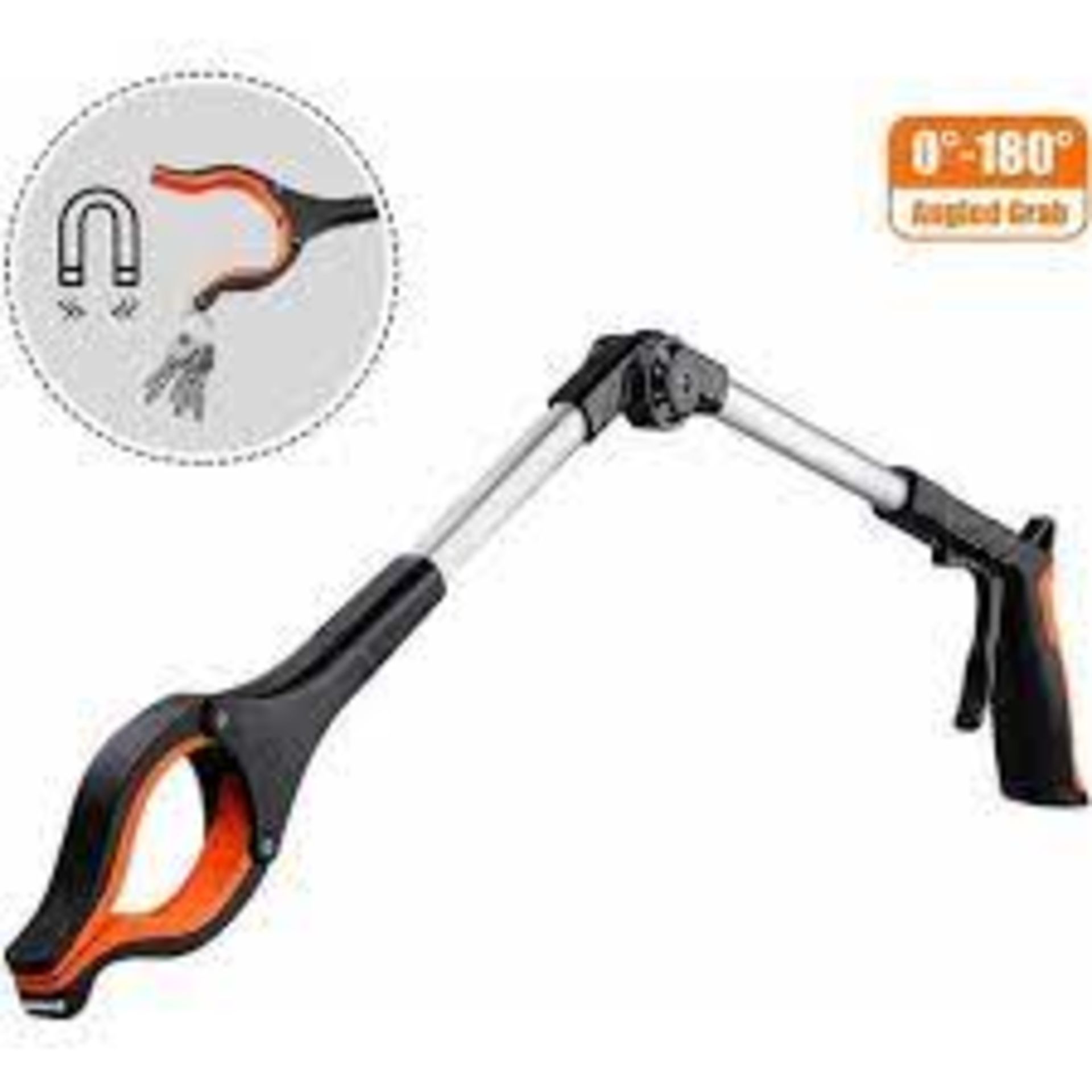 10 x NEW PACKAGED TACKLIFE Upgrade Reacher Grabber Tool, 0°-180° Angled Arm, 90° Rotating Head-