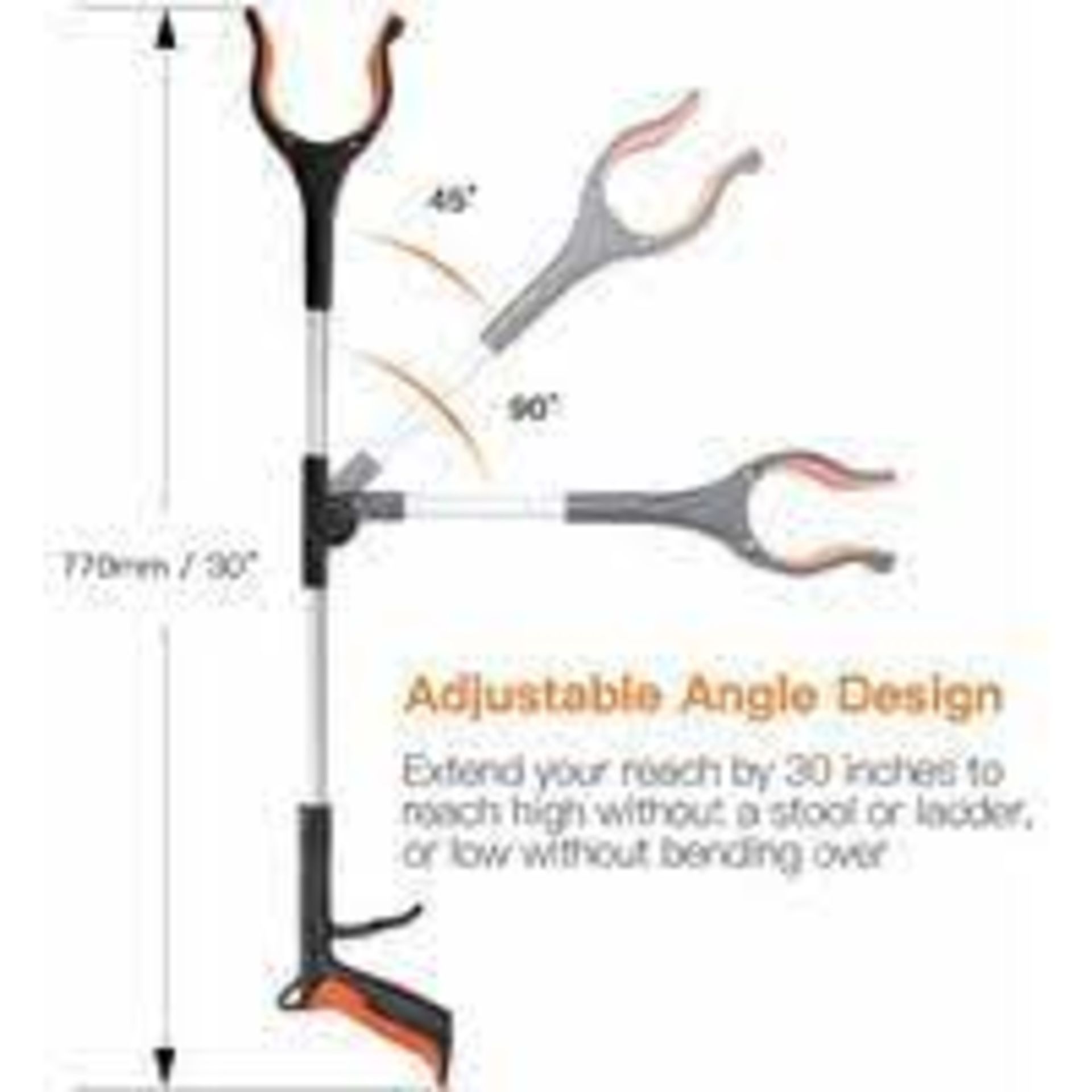 10 x NEW PACKAGED TACKLIFE Upgrade Reacher Grabber Tool, 0°-180° Angled Arm, 90° Rotating Head- - Image 2 of 2