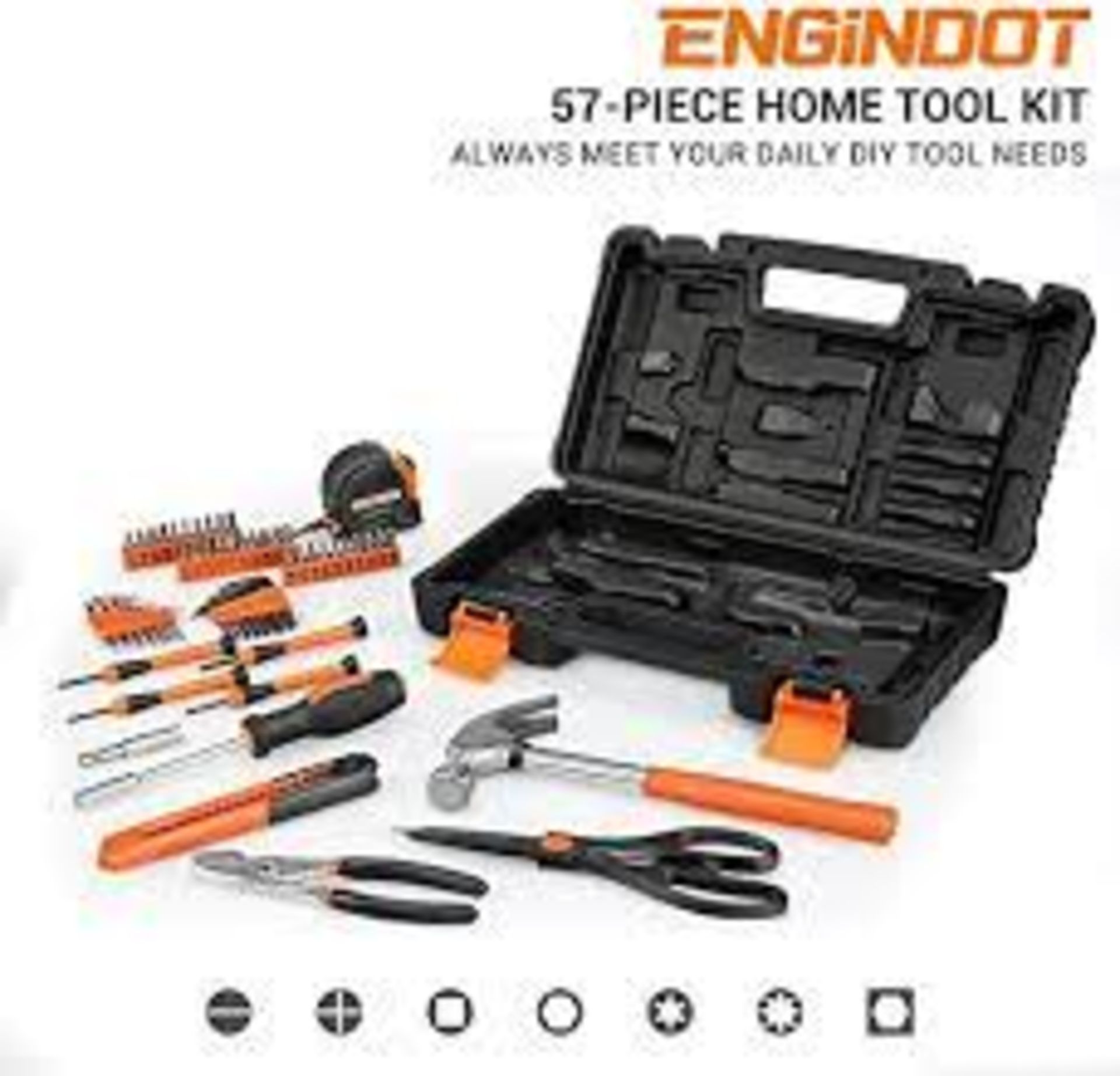 40 X NEW BOXED ENGiNDOT Home Tool Kit, 57-Piece Basic Tool kit with Storage Case. (ROW 10) HANDY FOR - Image 2 of 2