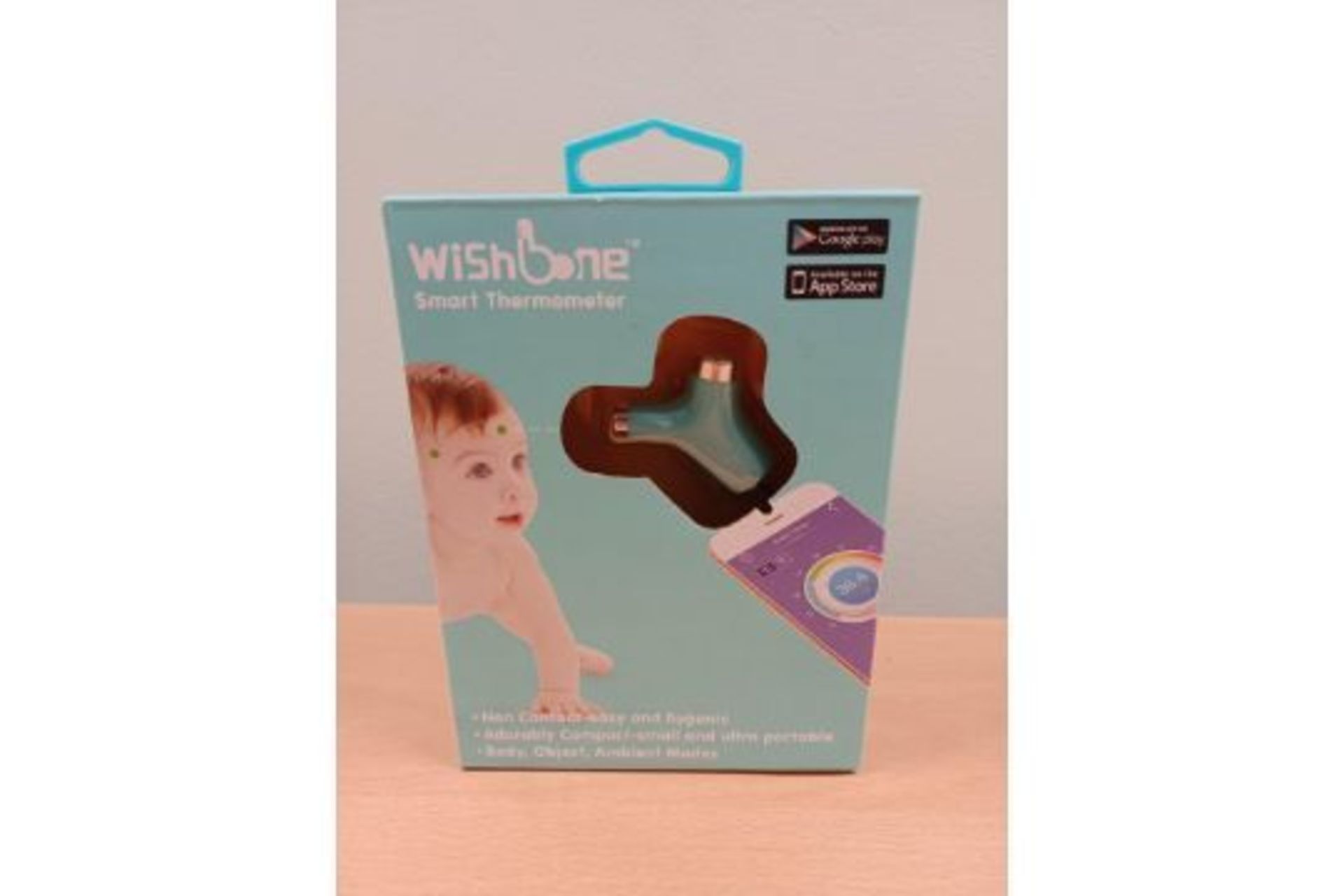 72 x NEW BOXED WISHBONE SMART THERMOMETER. NON CONTACT, EASY & HYGENIC. ADORABLY COMPACT SMALL AND