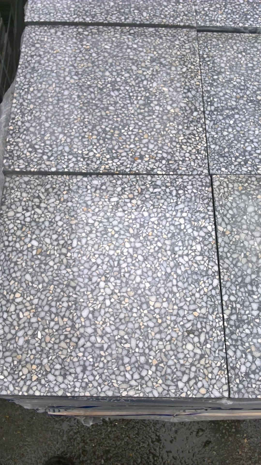 PALLET TO CONTAIN 216 X BRAND NEW GREY TERRAZZO TILES Z30099 300 X 300 X 30MM (TOTAL PER PALLET 20