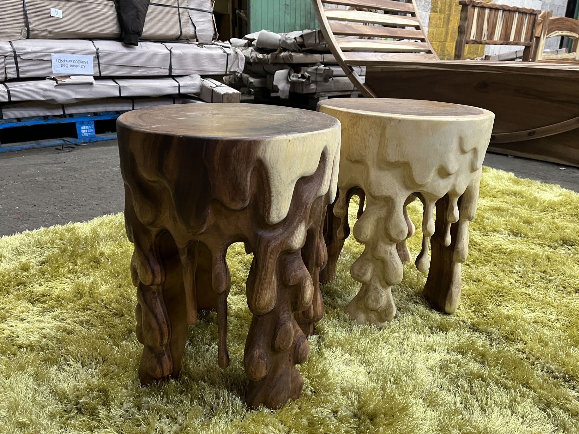 BRAND NEW SOLID WOODEN SUAR WATER DROP STOOL DIA 35 X 45 X 4 RRP £495