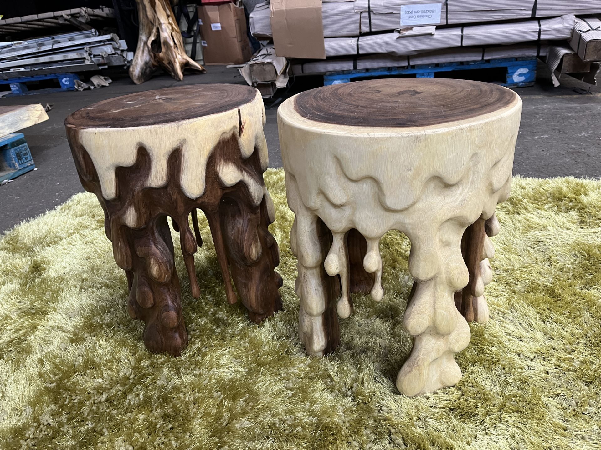 BRAND NEW SOLID WOODEN SUAR WATER DROP STOOL DIA 35 X 45 X 4 RRP £495