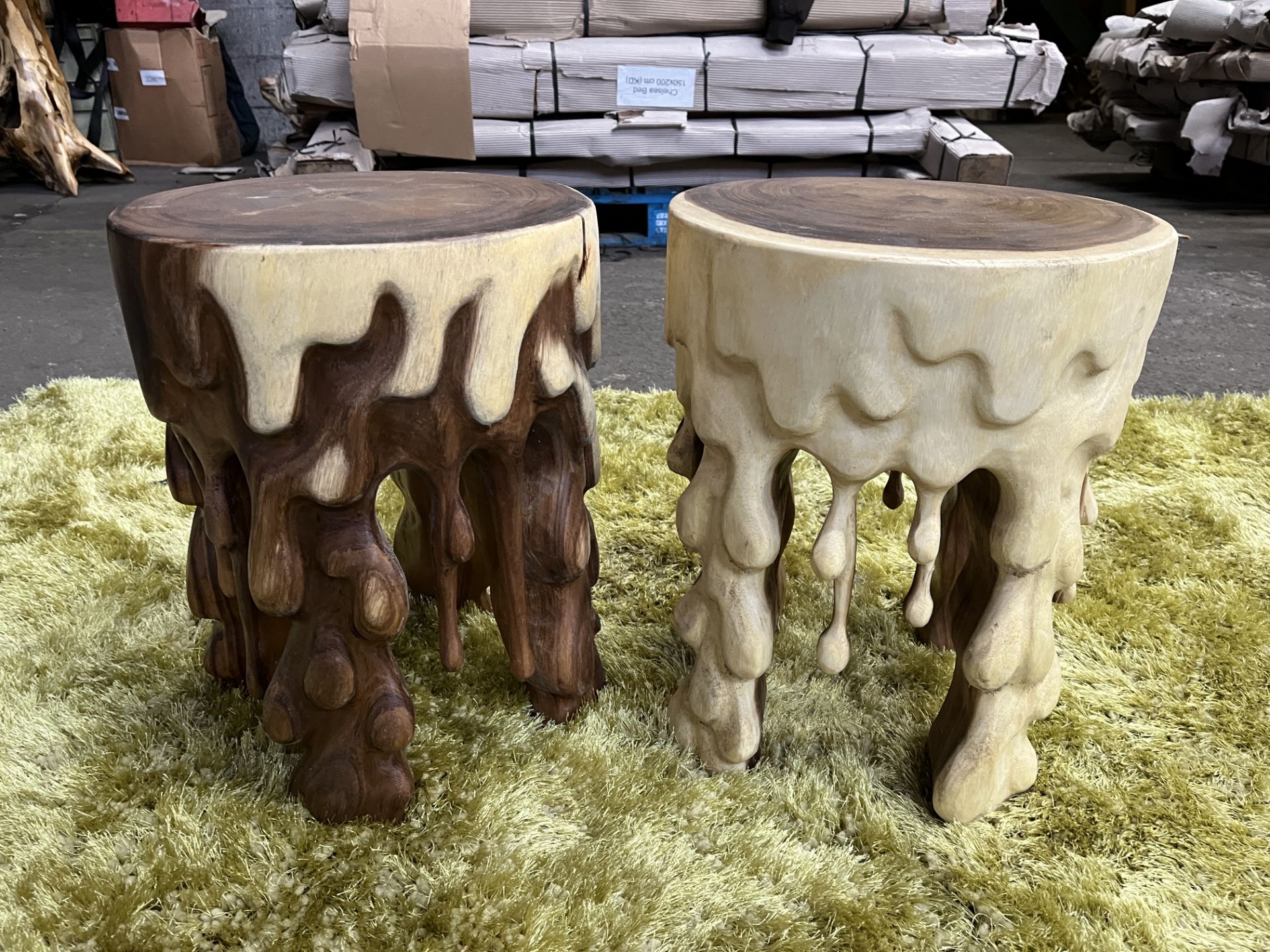 BRAND NEW SOLID WOODEN SUAR WATER DROP STOOL DIA 35 X 45 X 4 RRP £495 - Image 2 of 3