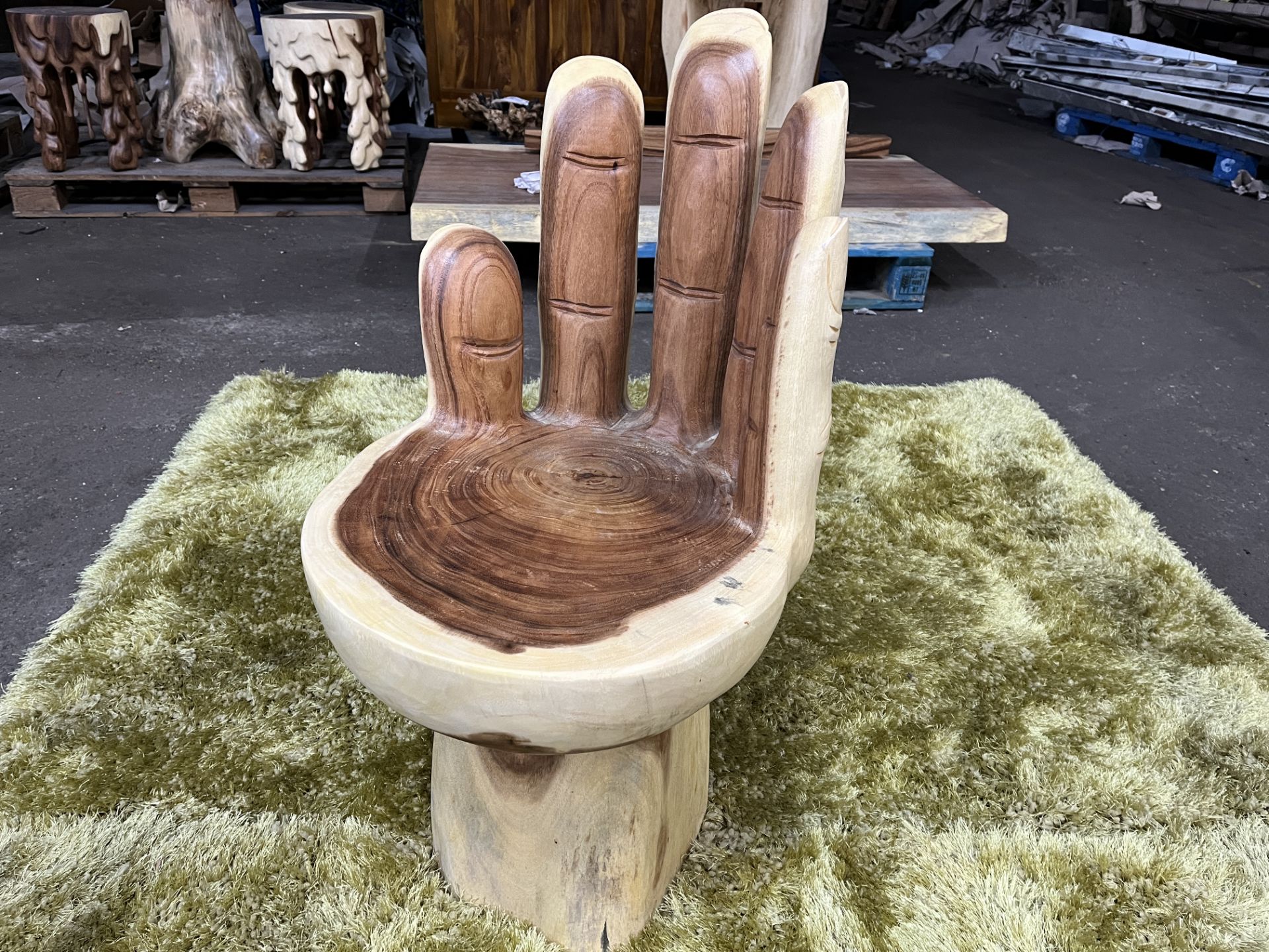 BRAND NEW SOLID WOODEN SUAR PALM STOOL 55 X 45 X 85 RRP £695