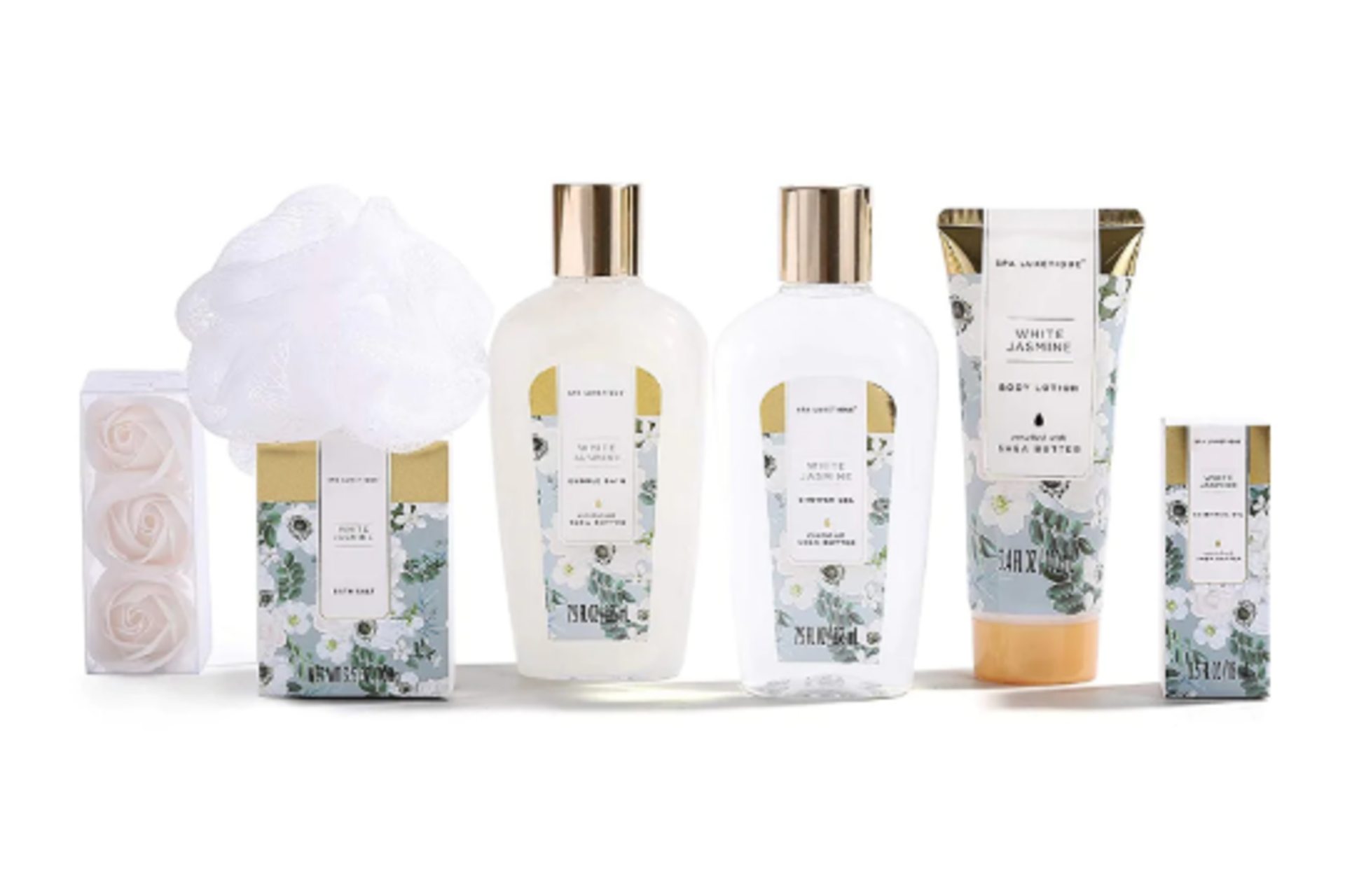 12 X NEW PACKAGED White Jasmine Spa Bathtub Set. (SPA-BP-11). Moisturizing Bath Spa Set: Our bath - Image 2 of 2