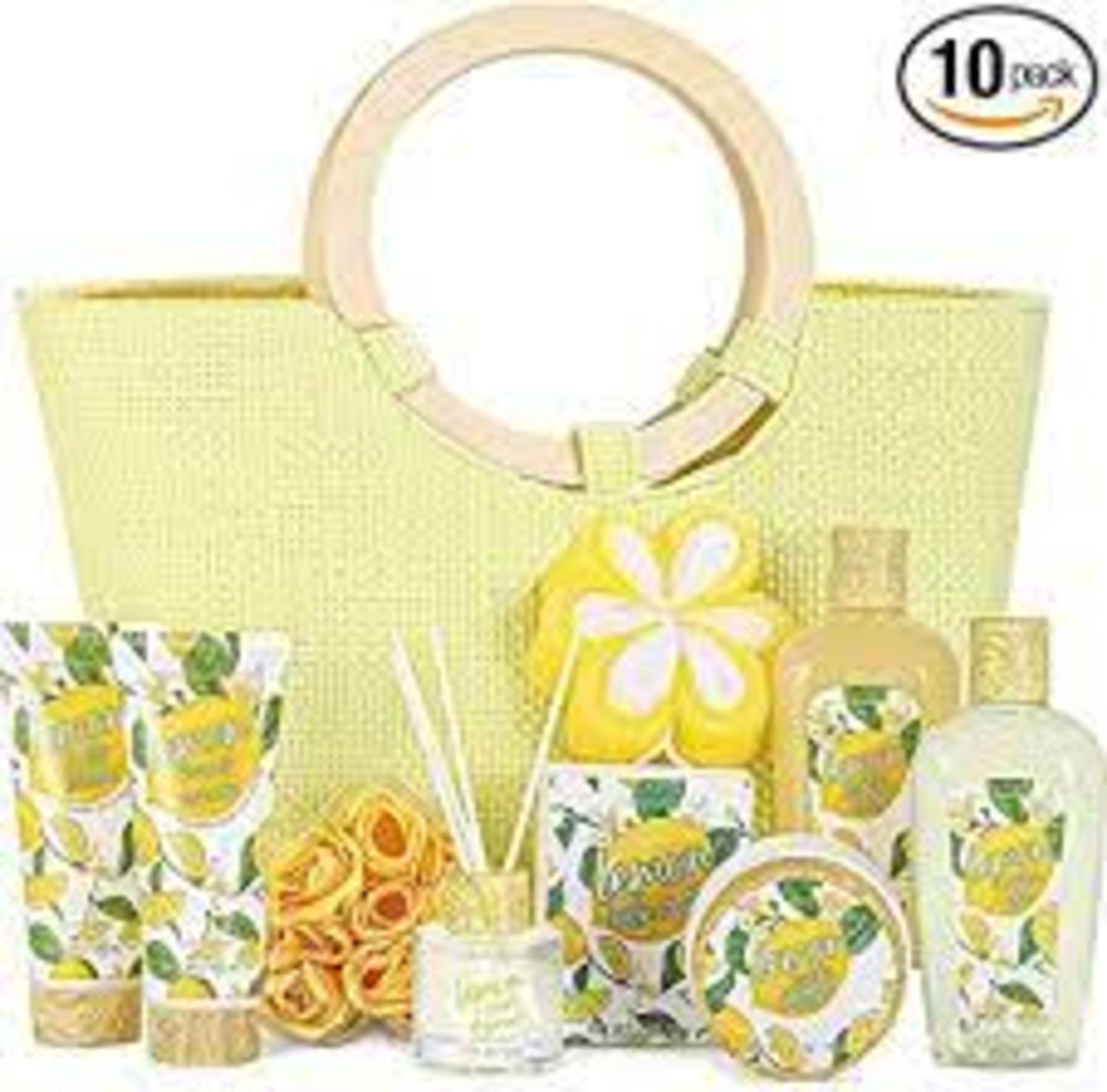 TRADE LOT 24 X NEW PACKAGED Lemon Everyday Bath Set Tote Gift Sets. (SKU: BEL-SC-03). Home Spa Kit