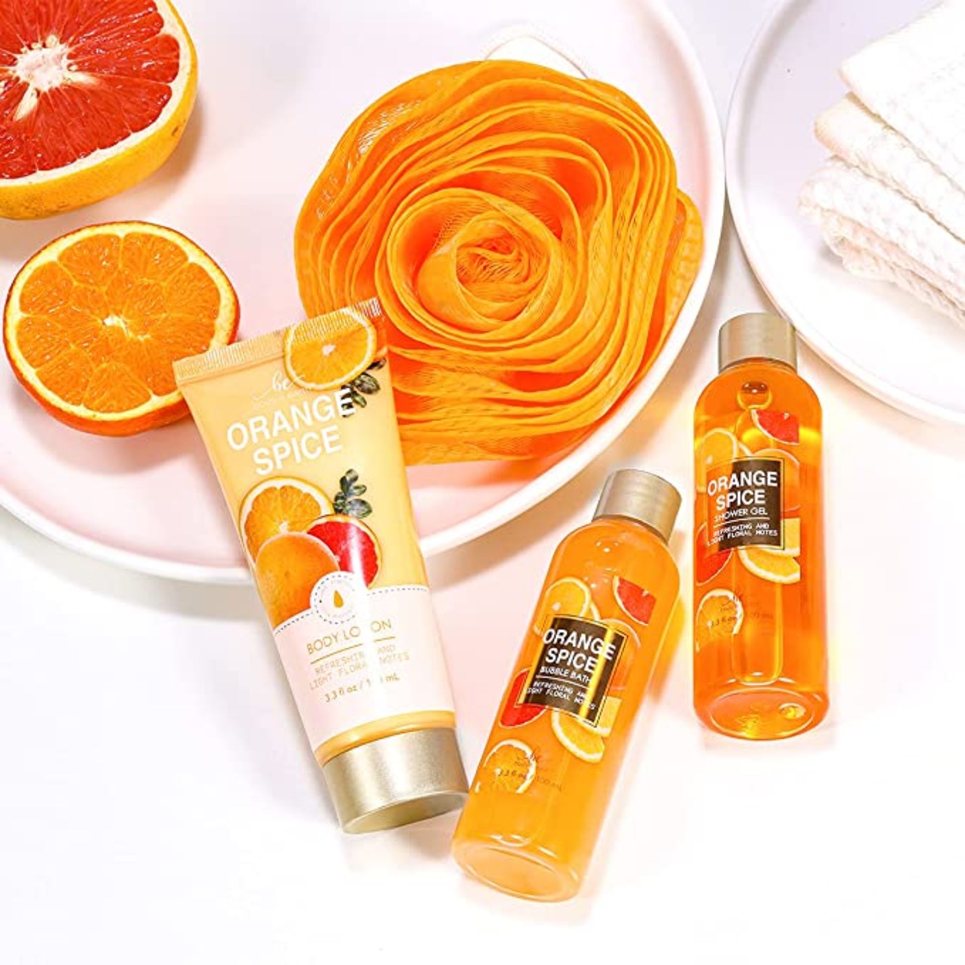 10 X NEW PACKAGED 4 Piece B&E Orange Spice Spa Gift Sets (SKU:BE-BP-074). ??Love-Themed : Bask in - Image 2 of 2