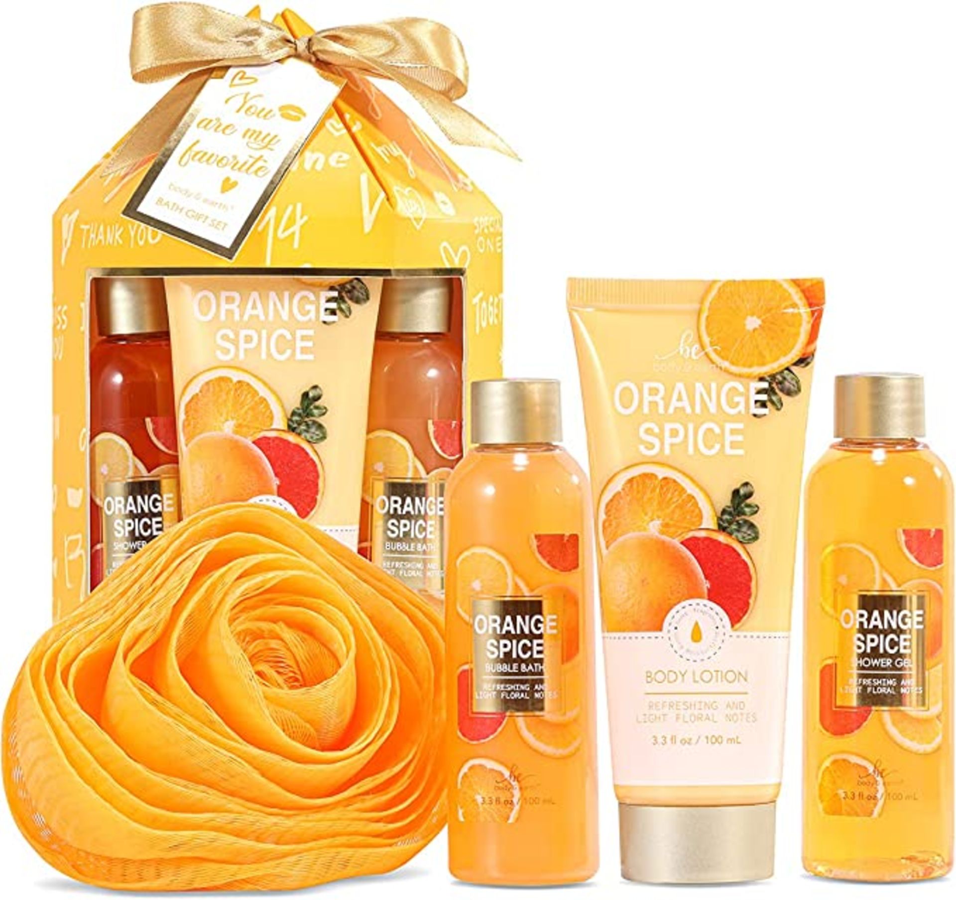 10 X NEW PACKAGED 4 Piece B&E Orange Spice Spa Gift Sets (SKU:BE-BP-074). ??Love-Themed : Bask in