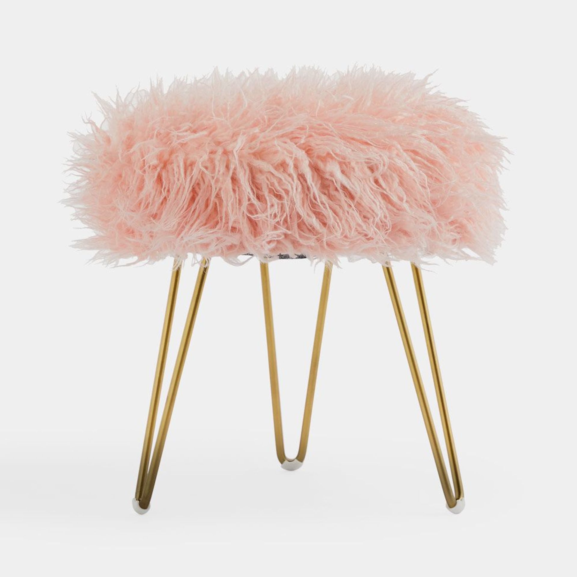 Fluffy Pink Hairpin Footstool. - BI