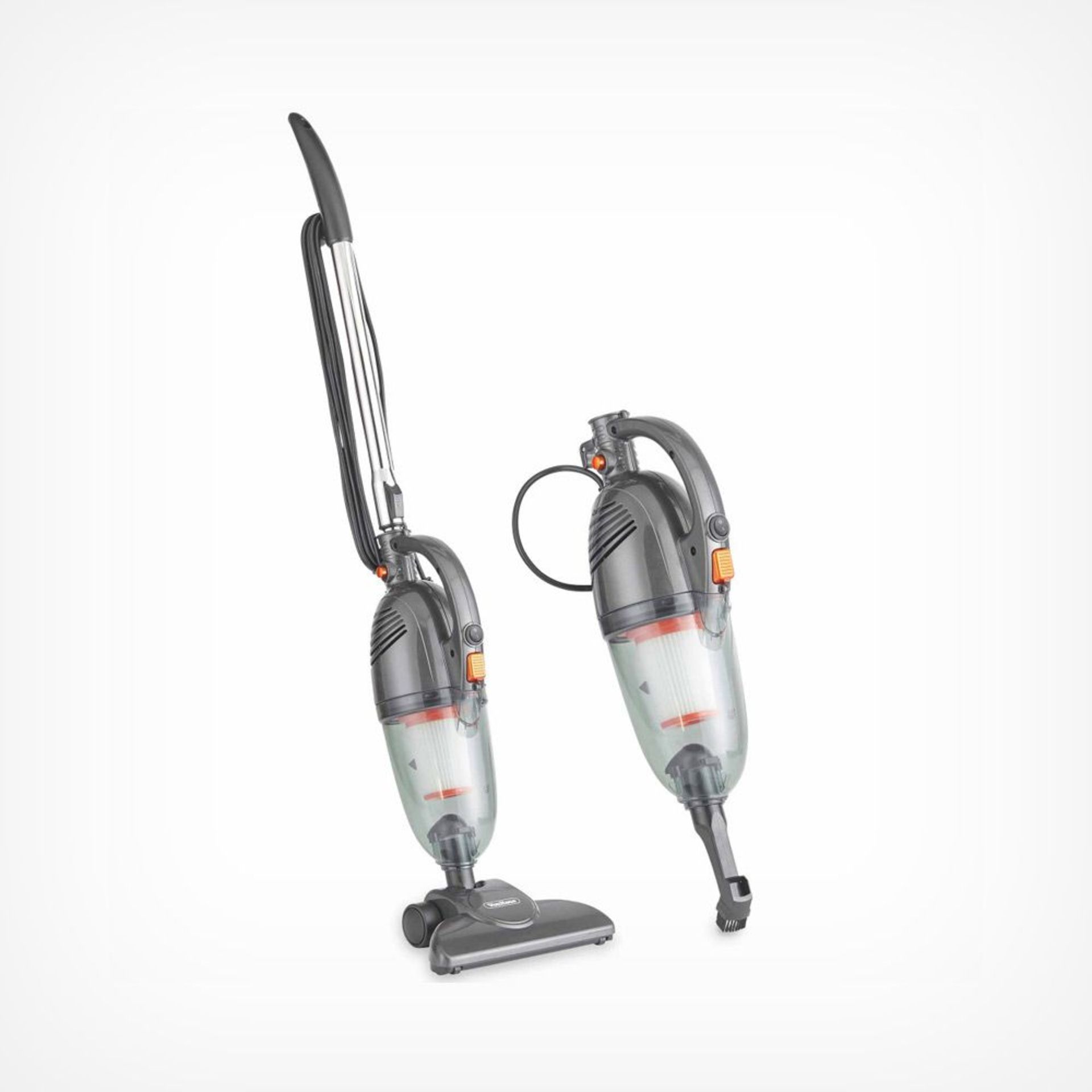 800W Grey 2 in 1 Stick Vacuum. Featuring a super lightweight construction and a low profile base