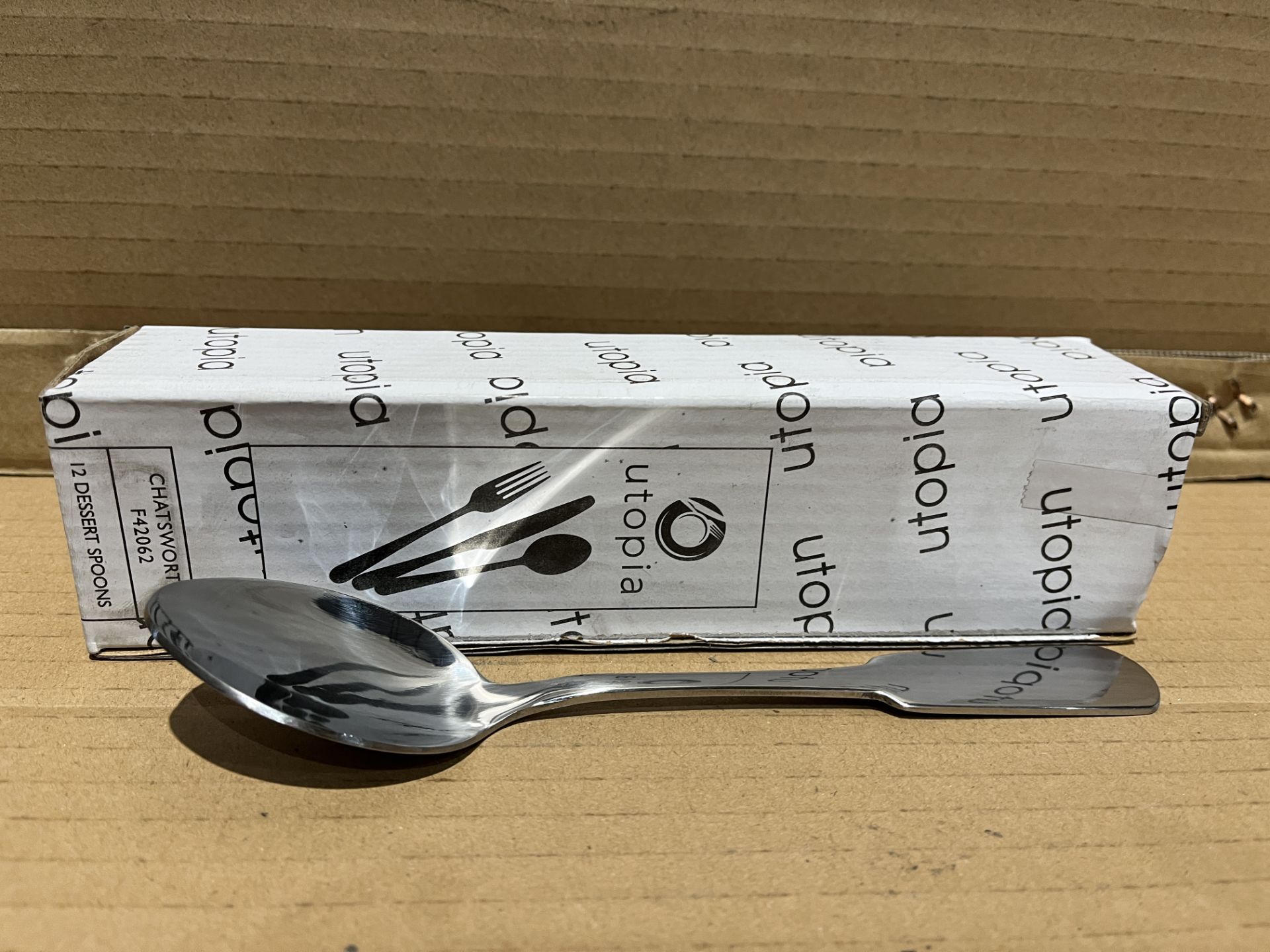 20 X BRAND NEW PACKS OF 12 UTOPIA CHATSWORTH DESSERT SPOONS R10-4