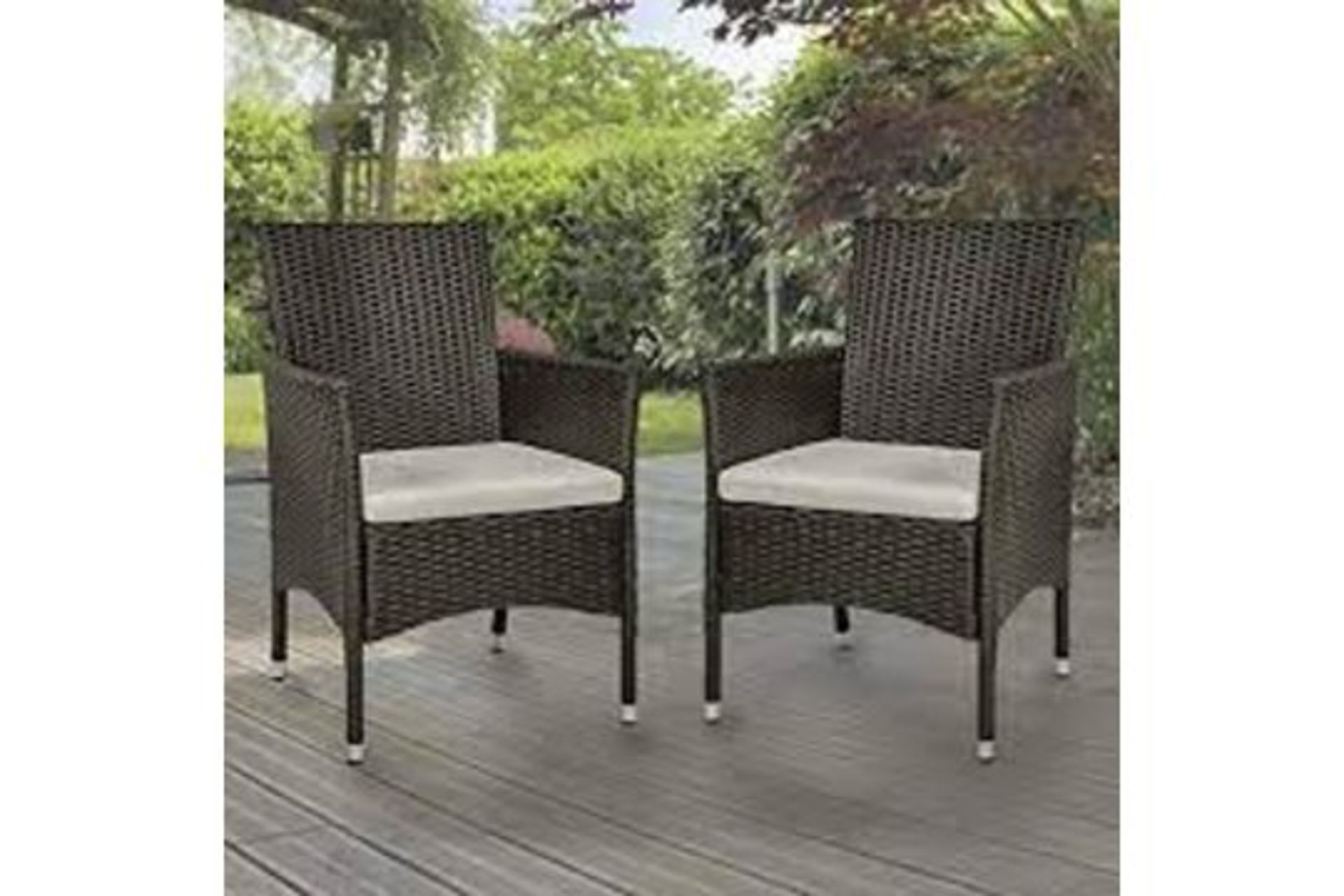 Brand New 2 Piece Rattan Garden Chairs Set RRP £219.00 - ROW1 -4